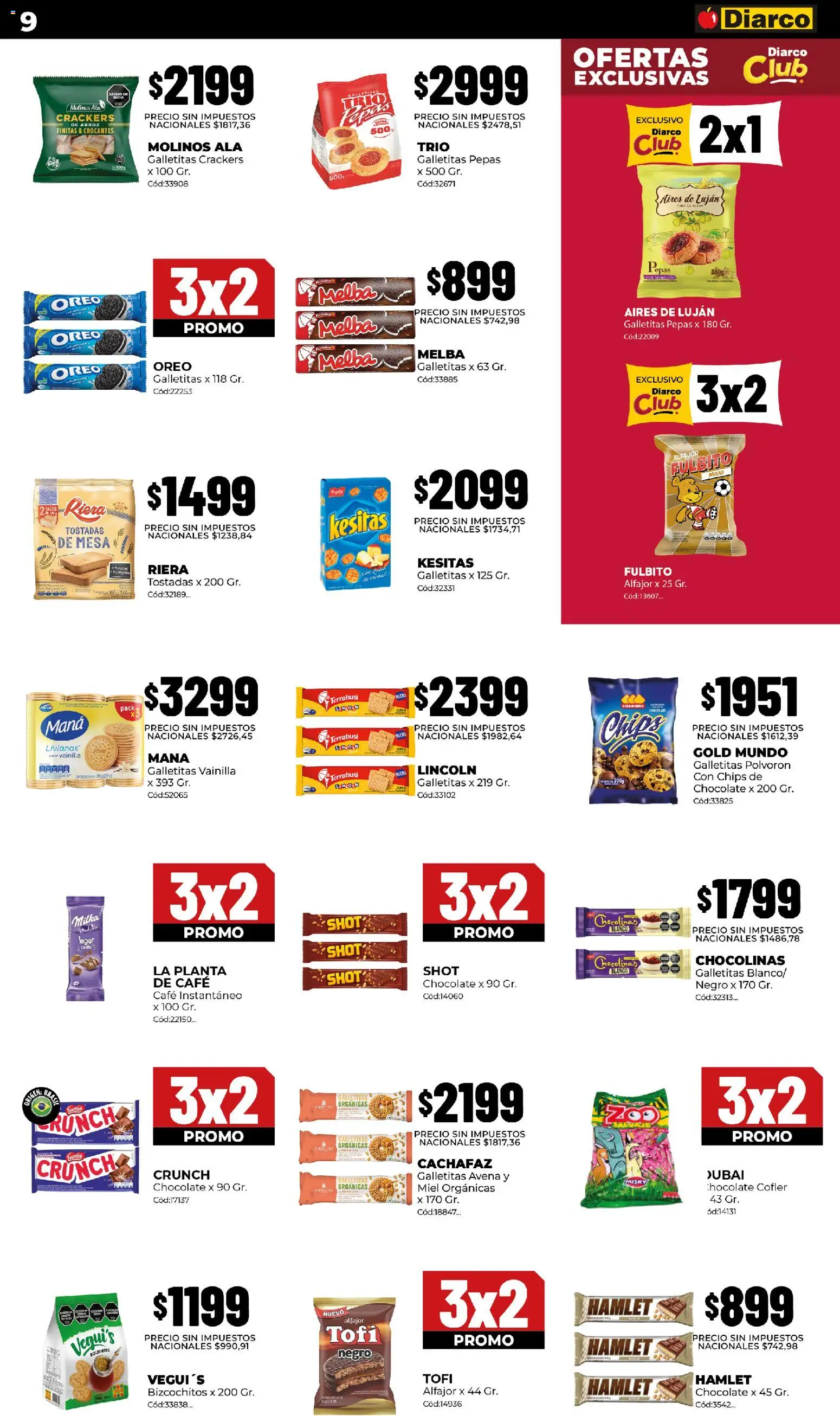 Diarco - Ofertas Pueblo Sur │ válido desde el 03/08/2026 | Página: 9 | Productos: Mesa, Avena, Oreo, Arroz