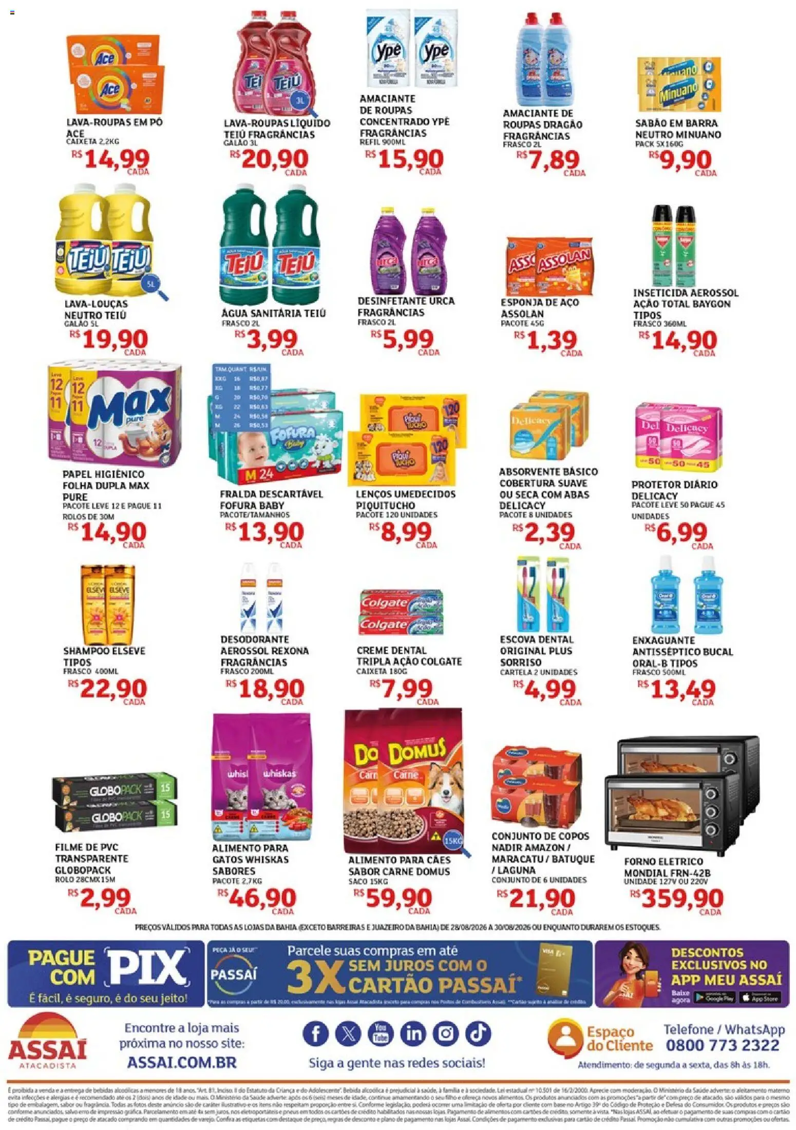Assaí Atacadista Folheto - válido de 28/08/2026 | Página: 4 | Produtos: Desodorante, Bebida, Absorvente, Papel higiênico