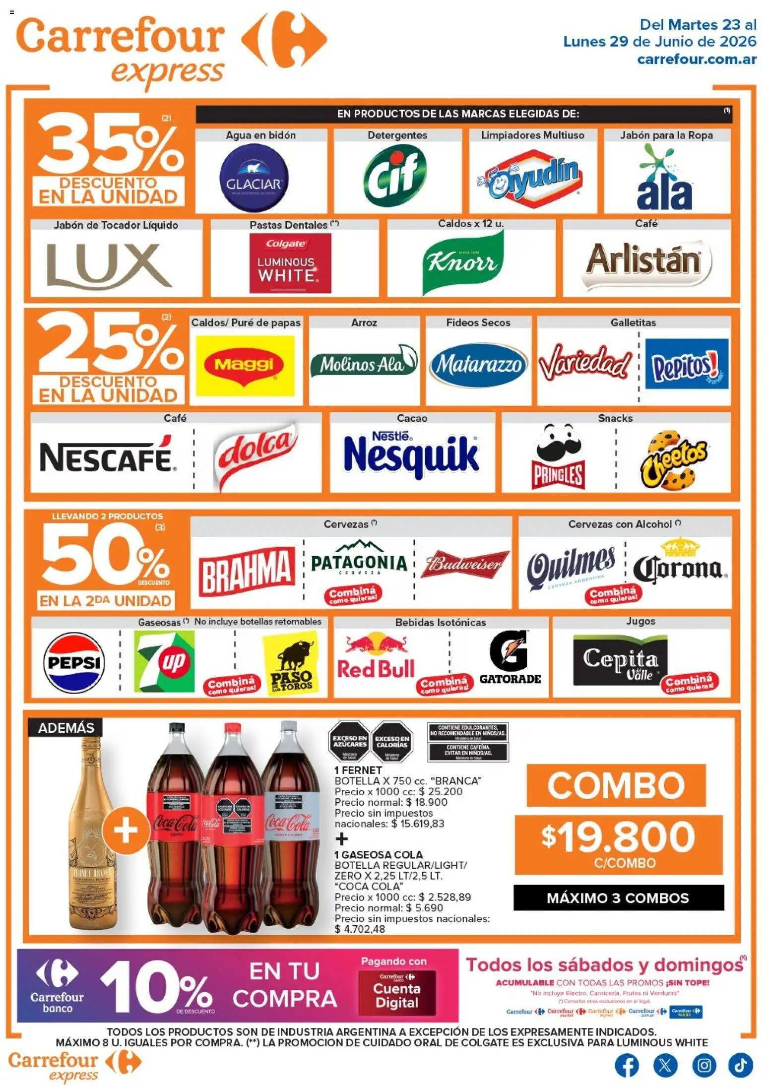 Carrefour - Carrefour Express │ válido desde el 23/06/2026 | Página: 2 | Productos: Botella, Galletitas, Fernet, Cacao