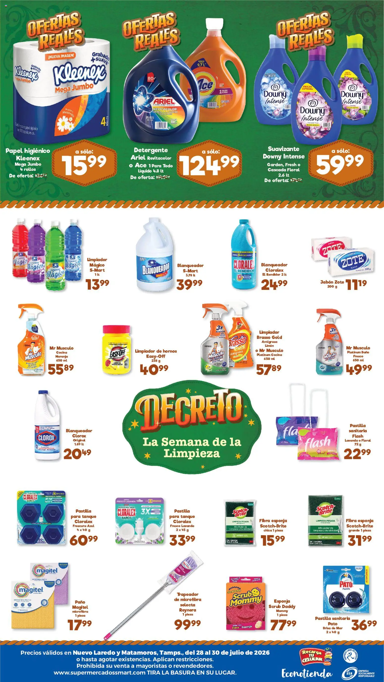 Nuevas ofertas de S-Mart válidas en toda la República Mexicana desde el 28/07/2026. ¡Encuentra las mejores ofertas en S-Mart folleto Ofertas de feria Nuevo Laredo! | Página: 2 | Productos: Limón, Suavizante, Papel higiénico, Jabón
