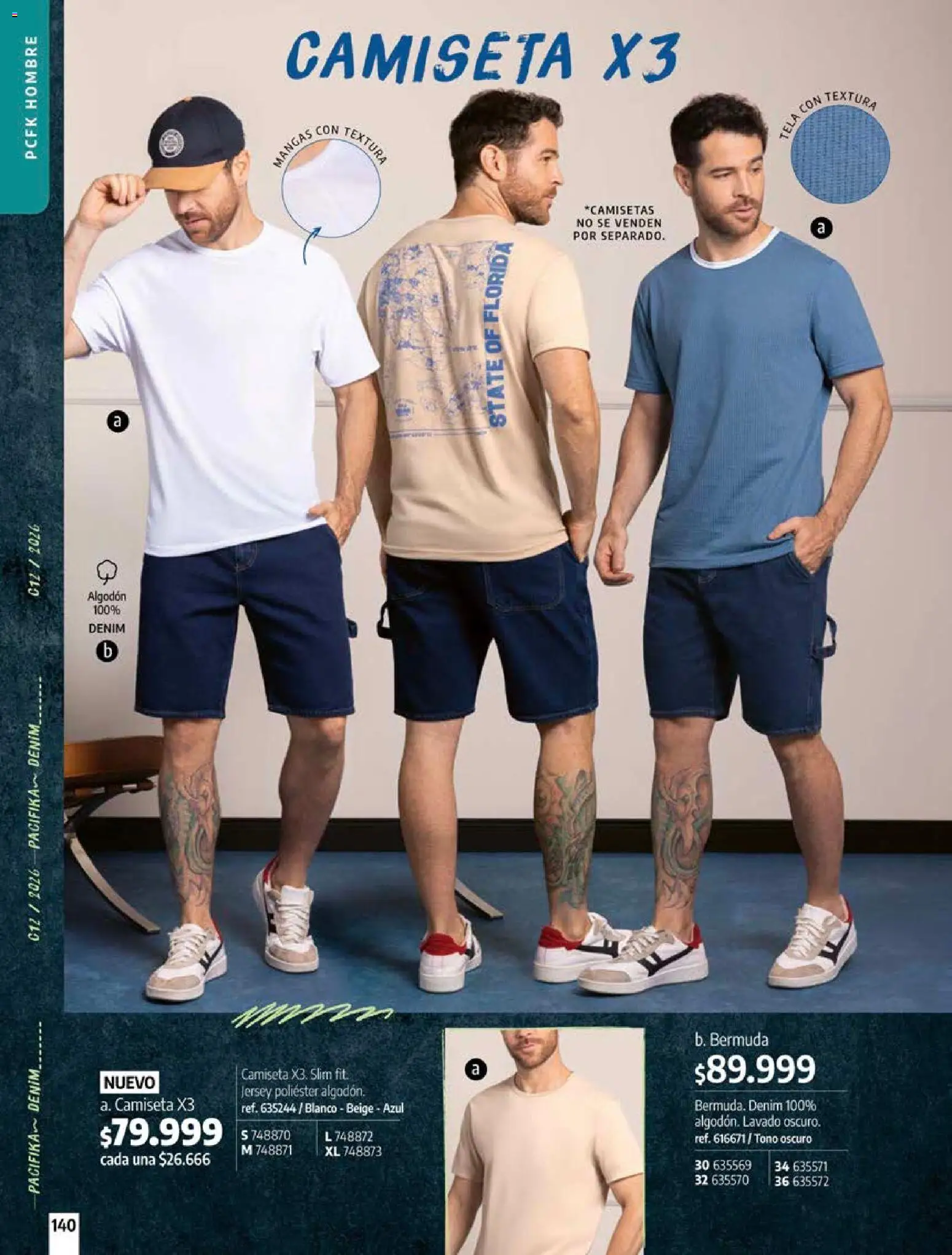 Pacifika revista - valida desde el 12/07/2026 | Página: 140 | Productos: Algodón, Bermuda, Camiseta