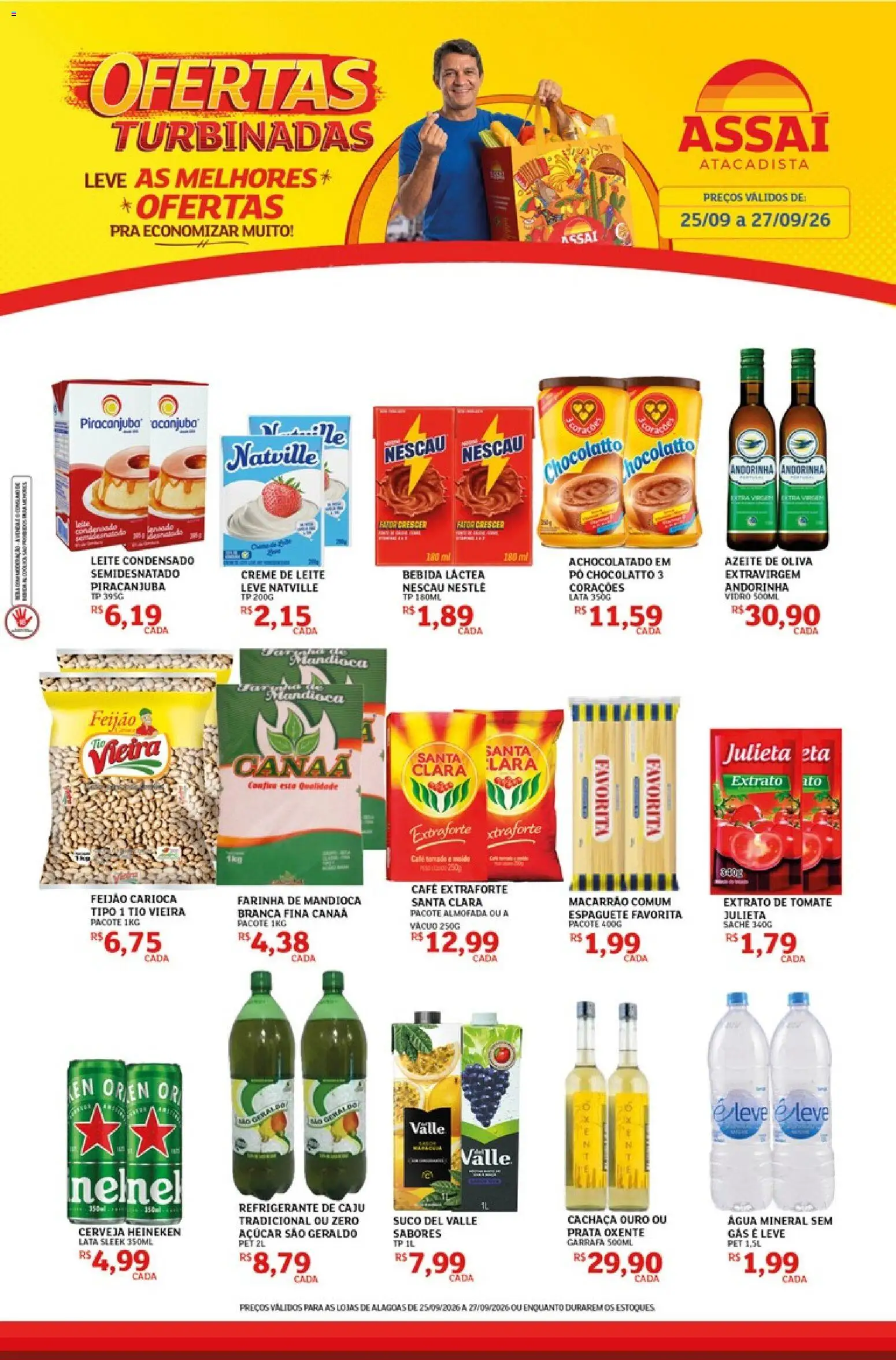 Assaí Atacadista Folheto - válido de 25/09/2026 | Página: 1 | Produtos: Nescau, Cerveja Heineken, Bebida, Azeite de oliva