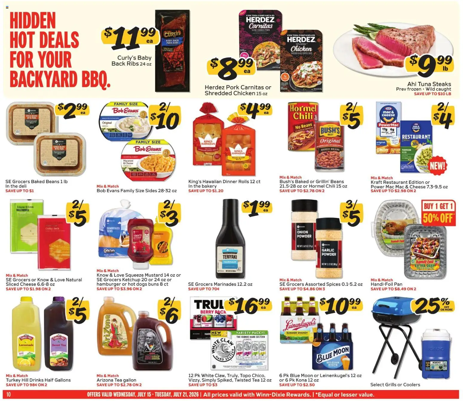 Winn Dixie Weekly Ad - valid from 07/15/2026 | Page: 10 | Products: Bakery, Cheese, Tea, Spices