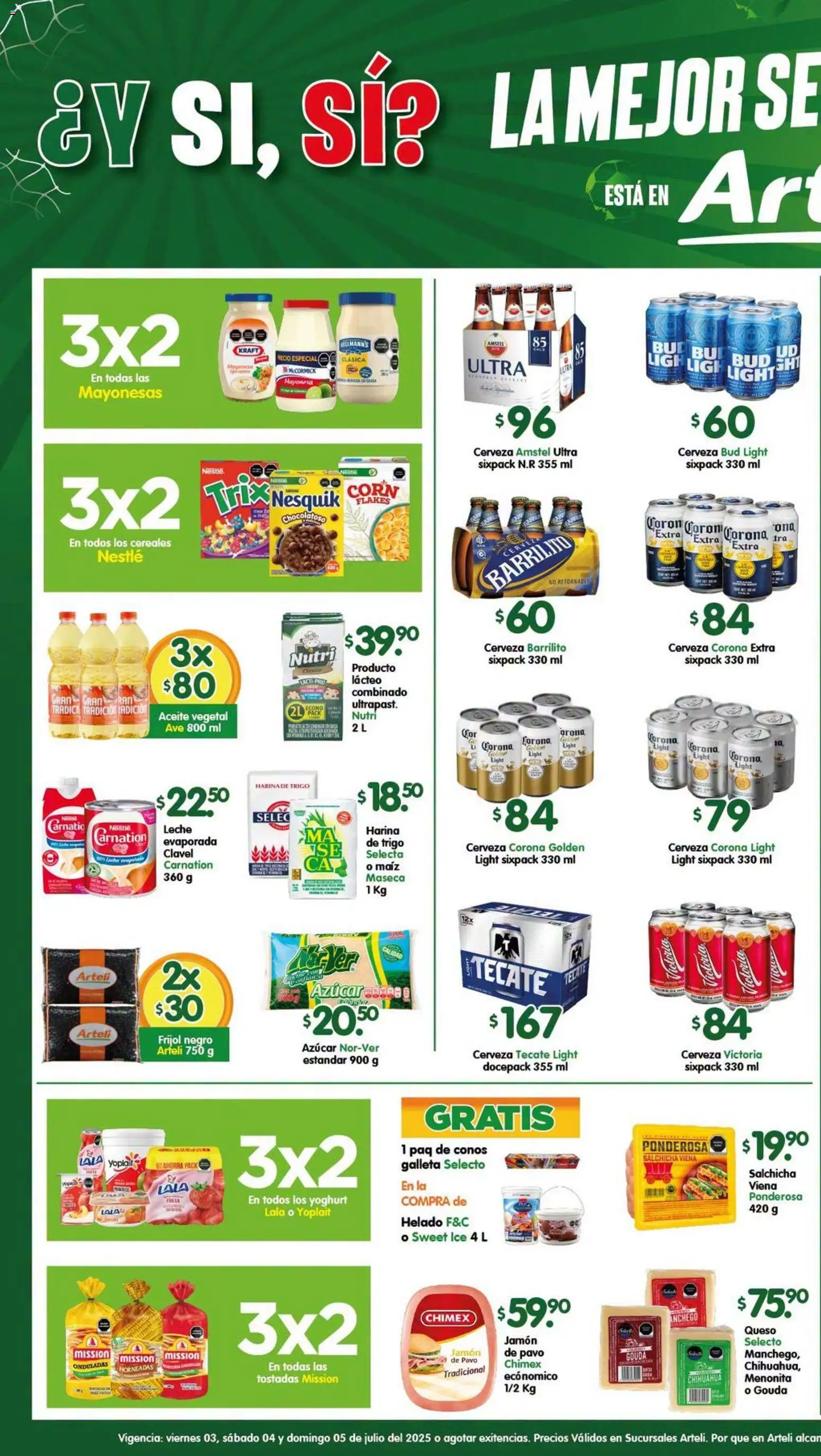 Nuevas ofertas de Arteli válidas en toda la República Mexicana desde el 03/07/2026. ¡Encuentra las mejores ofertas en Arteli folleto Tuxpan! | Página: 1 | Productos: Mayonesa, Leche, Cerveza, Té