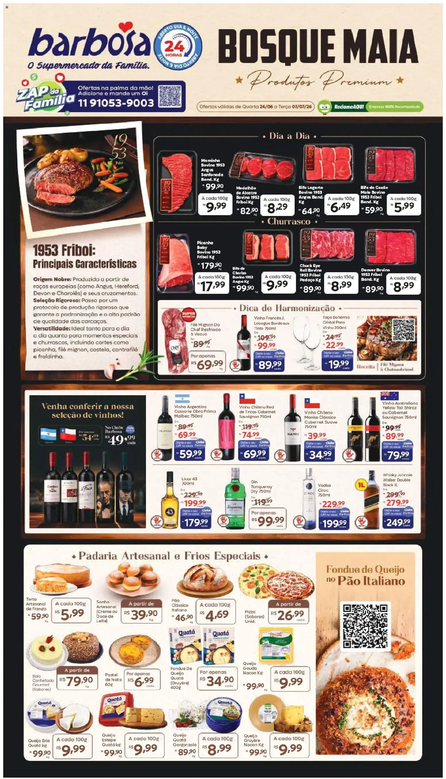Barbosa Supermercados Folheto - válido de 24/06/2026 | Página: 1 | Produtos: Whisky, Licor, Queijo, Gouda