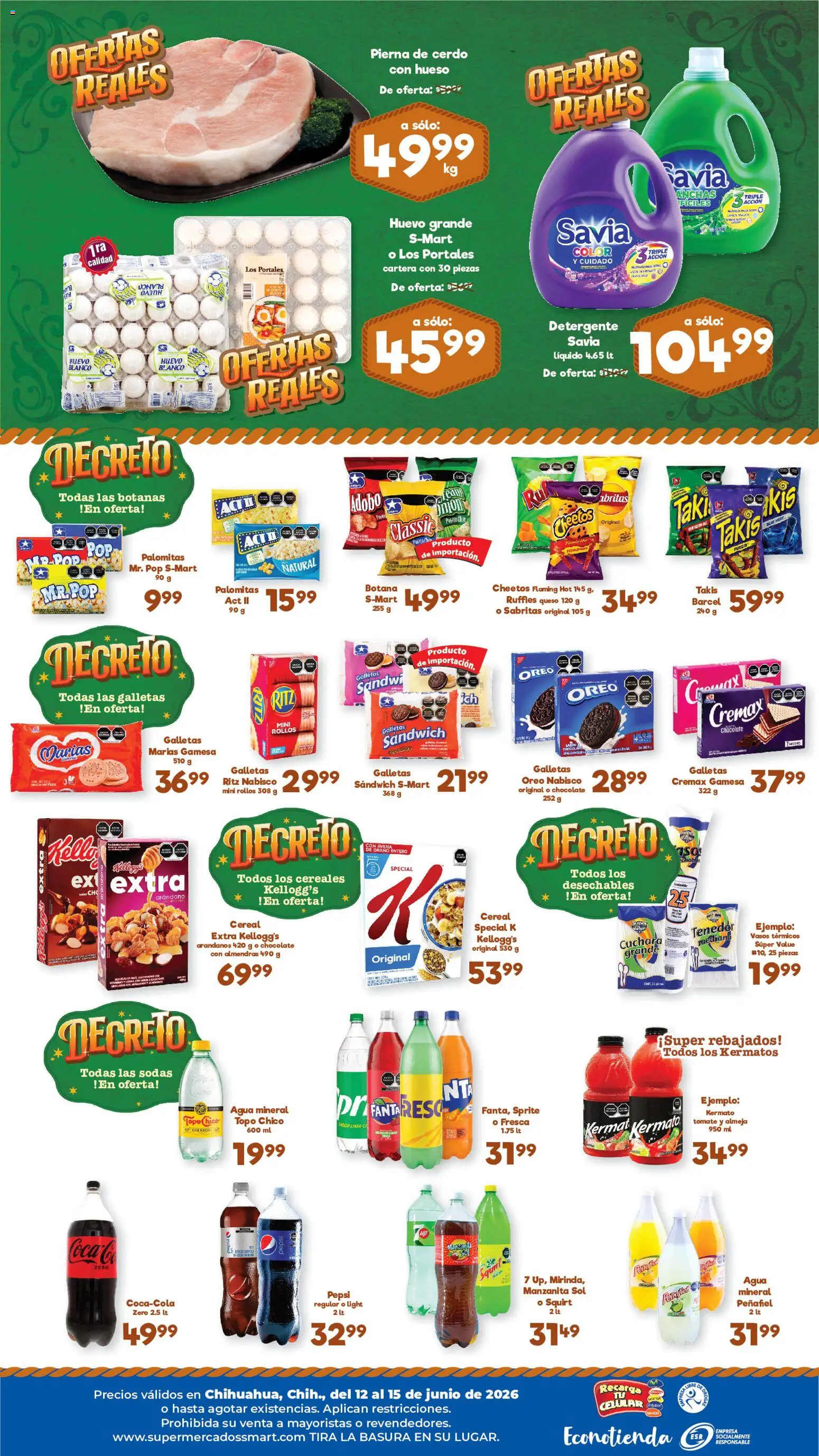 Nuevas ofertas de S-Mart válidas en toda la República Mexicana desde el 12.06.2026. ¡Encuentra las mejores ofertas en S-Mart folleto Ofertas de feria Chihuahua! | Página: 2 | Productos: Almendras, Tomate, Queso, Galletas