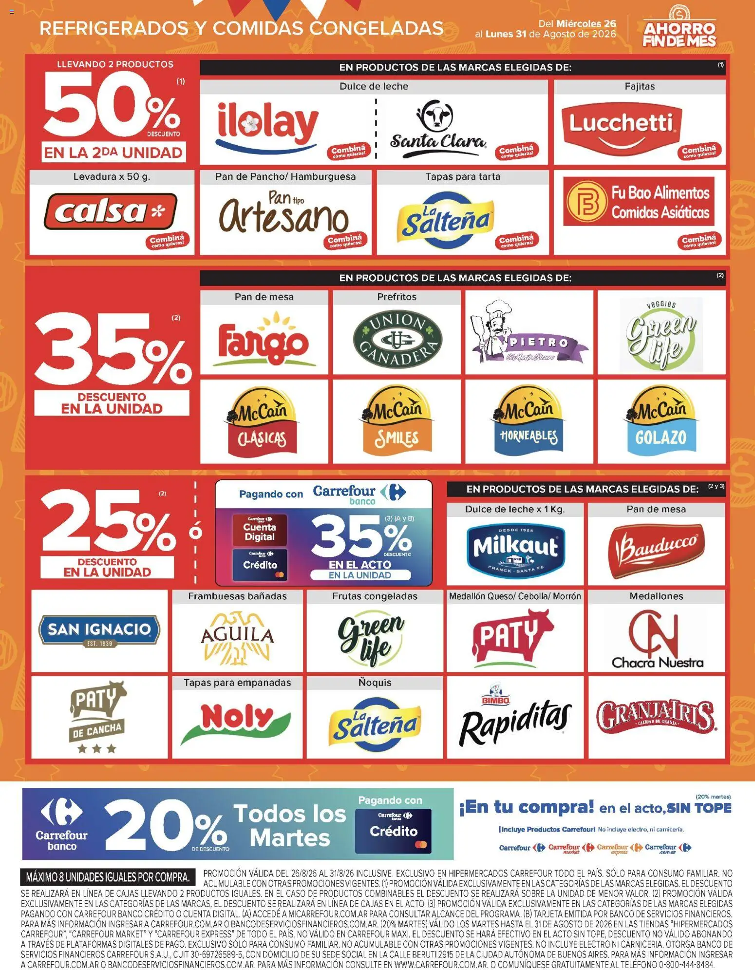 Carrefour ofertas │ válido desde el 26/08/2026 | Página: 12 | Productos: Teléfono, Comidas congeladas, Mesa, Alimentos