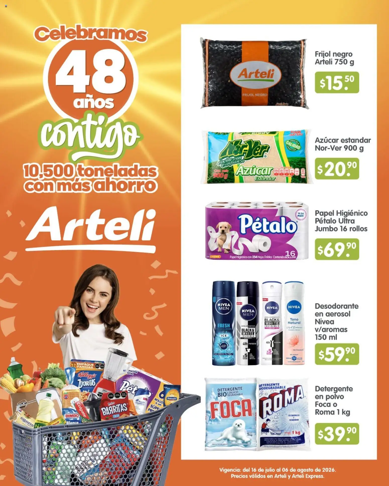 Nuevas ofertas de Arteli válidas en toda la República Mexicana desde el 16/07/2026. ¡Encuentra las mejores ofertas en Arteli folleto Quincenal! | Página: 1 | Productos: Desodorante, Fresa, Papel higiénico, Polvo