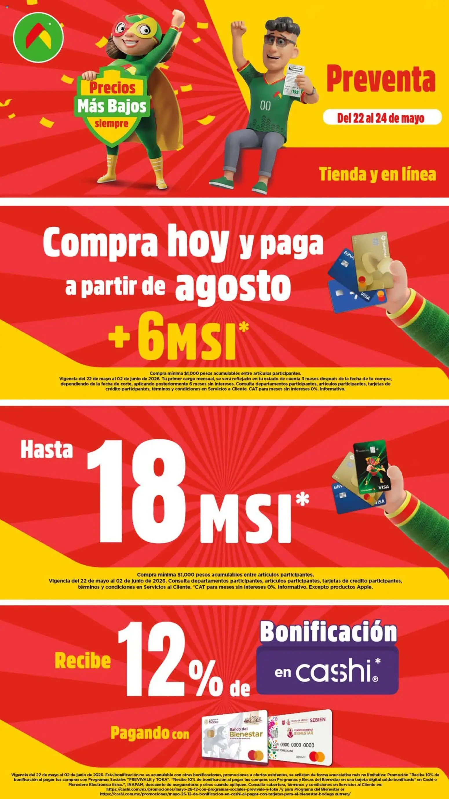 Nuevas ofertas de Bodega Aurrerá válidas en toda la República Mexicana desde el 22.05.2026. ¡Encuentra las mejores ofertas en Bodega Aurrerá folleto El precio más bajo de México! | Página: 3 | Productos: Monedero, Banco