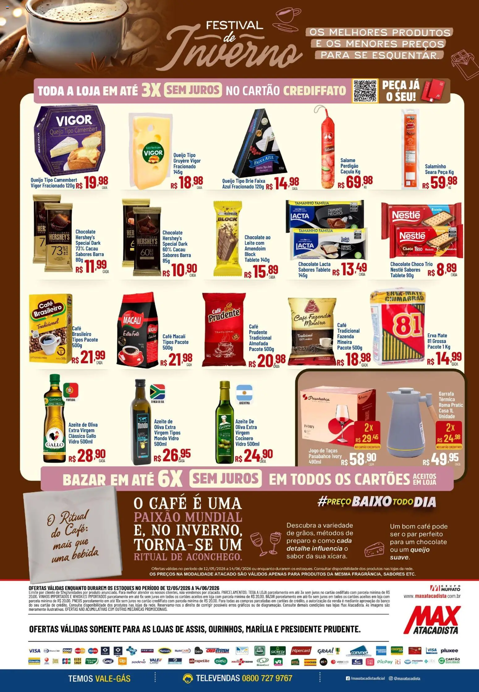 Max Atacadista Folheto - válido de 12.05.2026 | Página: 4 | Produtos: Amendoim, Chocolate, Camembert, Azeite