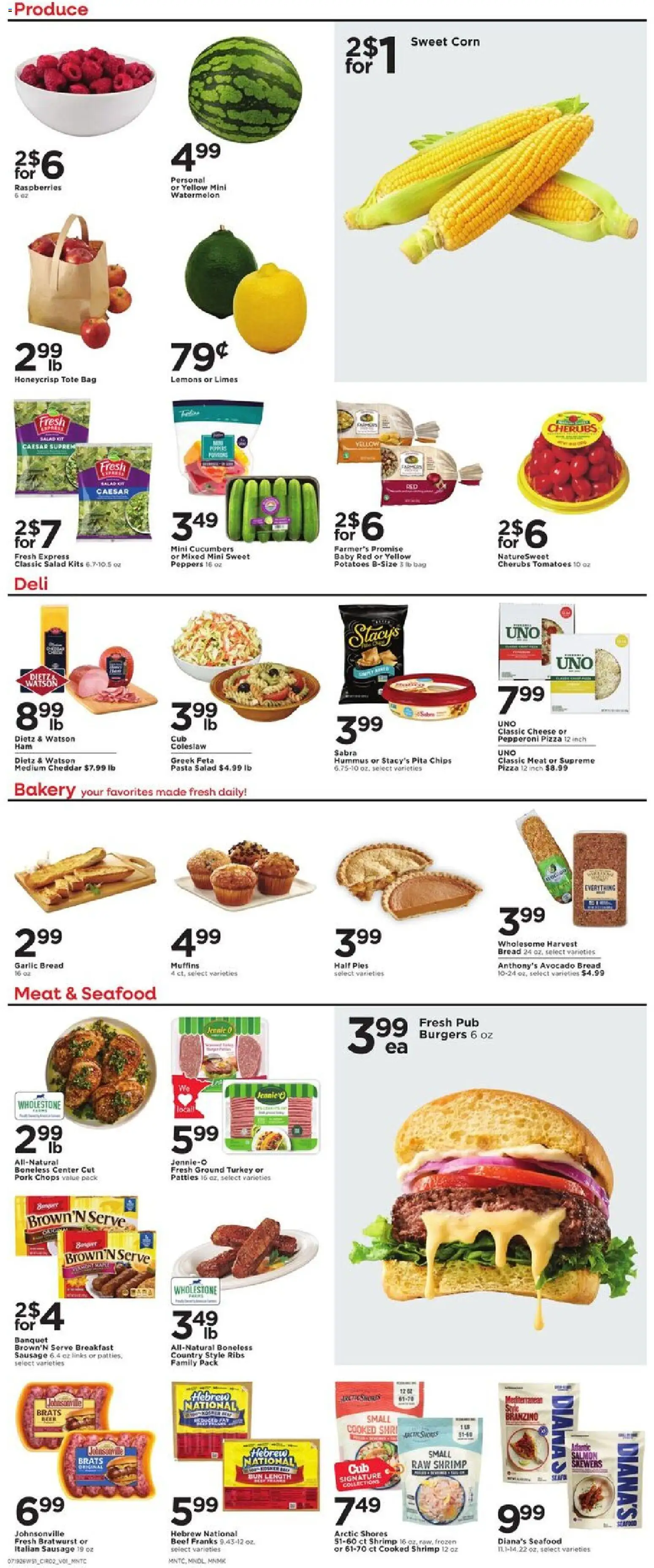 Cub Foods Weekly Ad - valid from 07/19/2026 | Page: 4 | Products: Beef, Pasta, Cucumbers, Salad