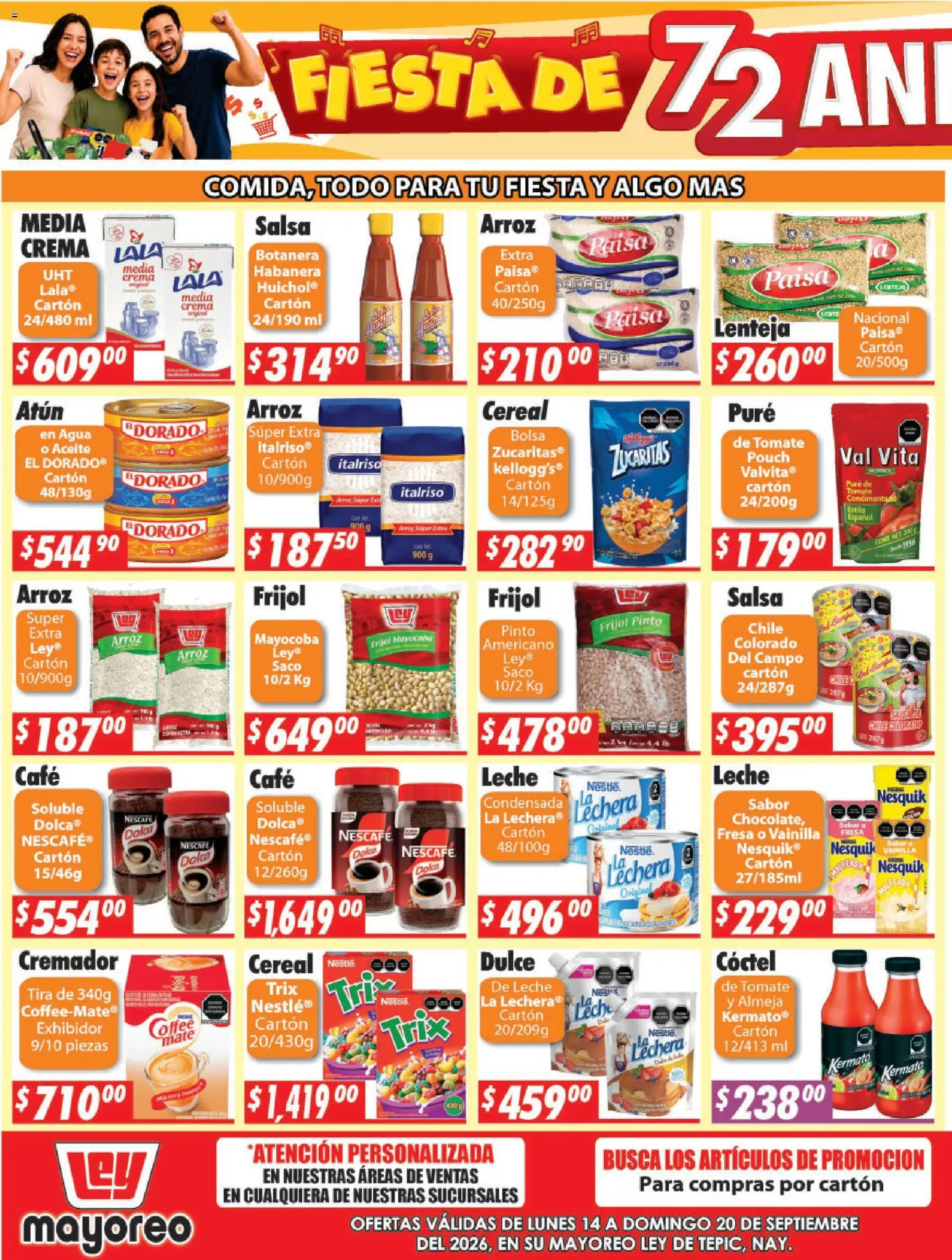 Nuevas ofertas de Casa Ley válidas en toda la República Mexicana desde el 14/09/2026. ¡Encuentra las mejores ofertas en Casa Ley folleto Tepic! | Página: 3 | Productos: Crema, Bolsa, Arroz, Mate