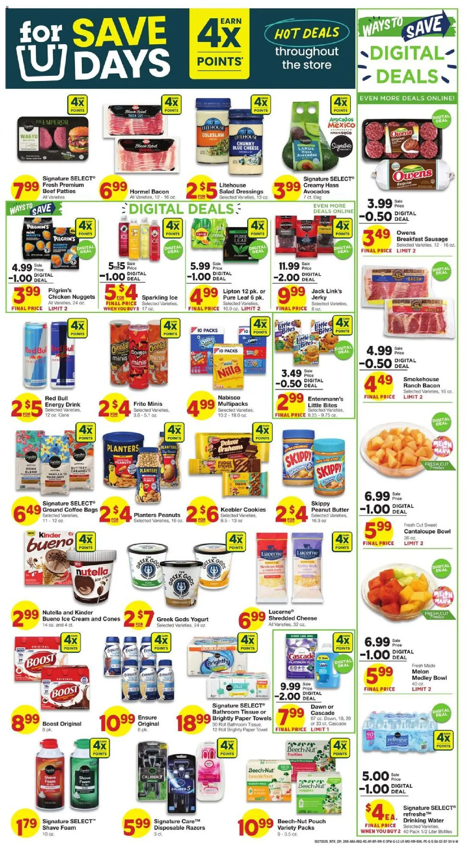 United Supermarkets Weekly Ad - valid from 27.05.2026 | Page: 2 | Products: Butter, Cheese, Coffee, Ice cream
