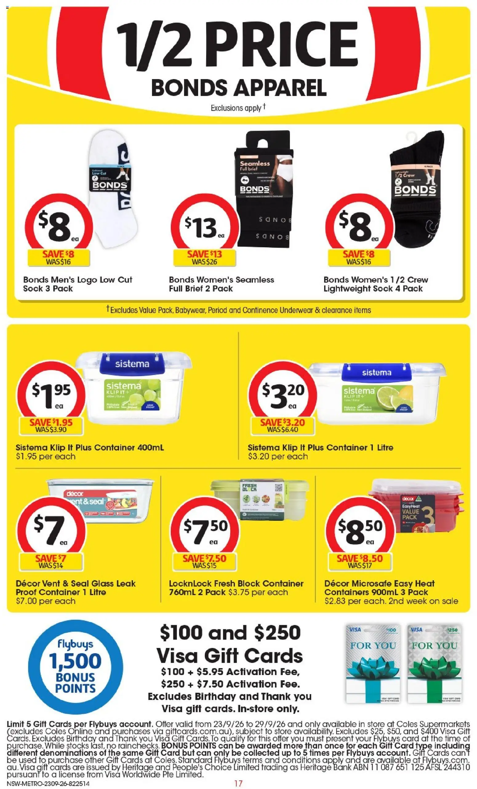 Coles catalogue - valid from 23/09/2026 | Page: 17 | Products: Decor, Food, Underwear, Socks