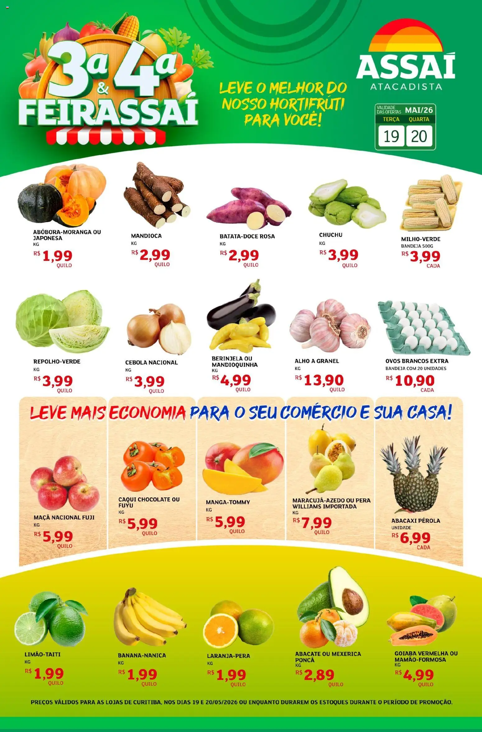 Assaí Atacadista Folheto - válido de 19.05.2026 | Página: 1 | Produtos: Pera, Mandioca, Chocolate, Abacaxi