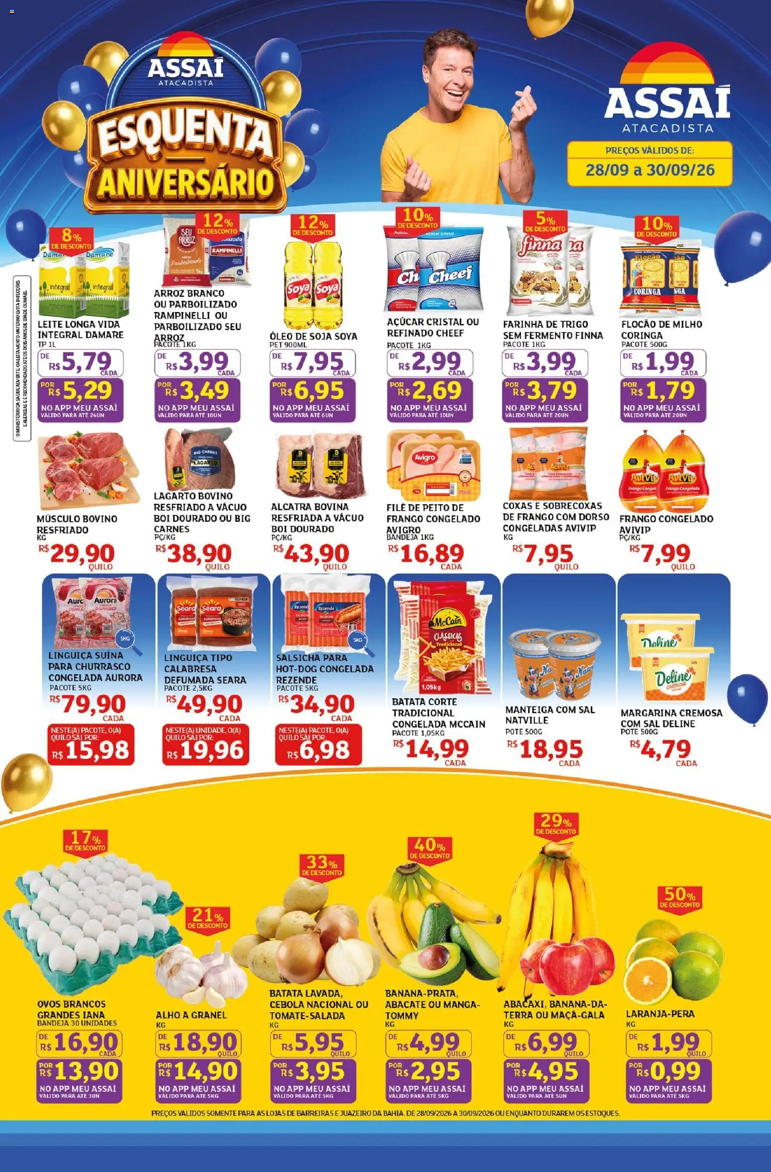 Assaí Atacadista Folheto - válido de 28/09/2026 | Página: 1 | Produtos: Leite longa vida, Farinha, Farinha de trigo, Salsicha