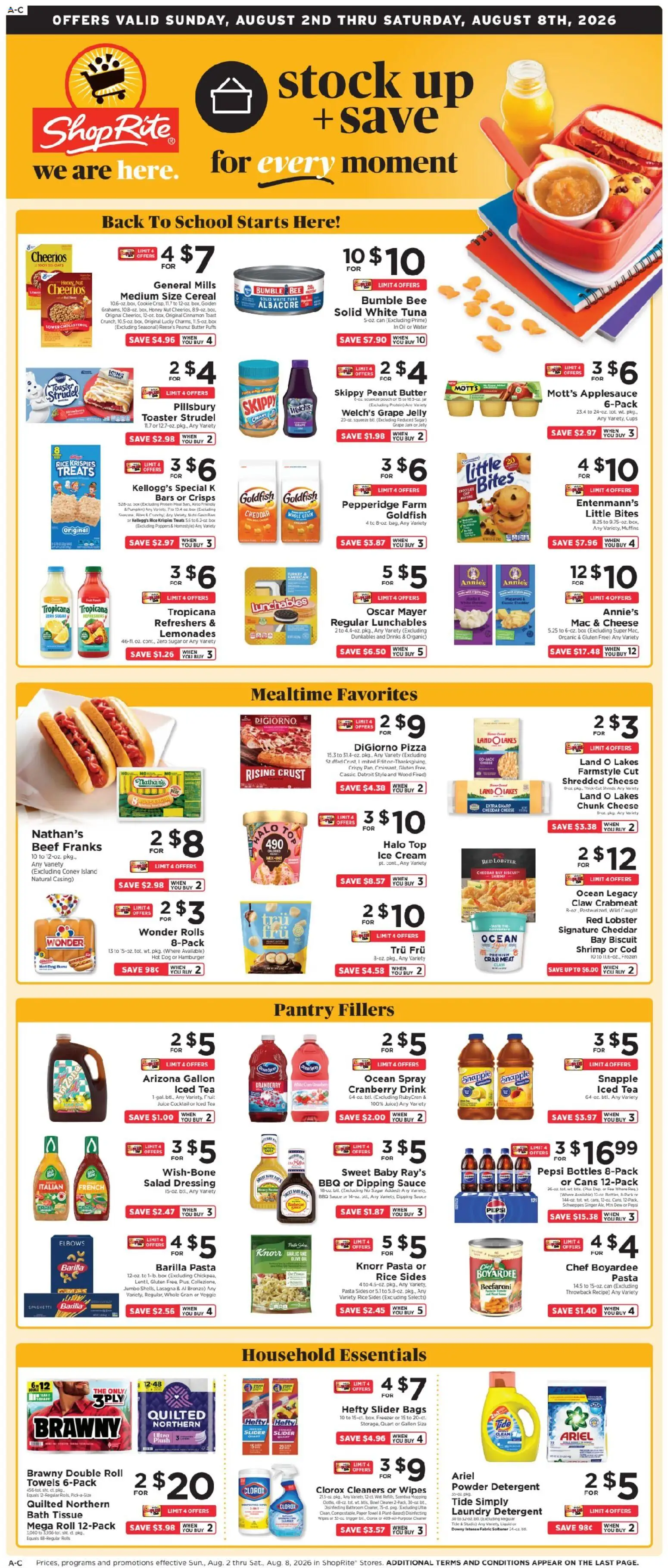 ShopRite Weekly Ad - valid from 08/02/2026 | Page: 1 | Products: Meat, Lasagna, Ice, Freezer