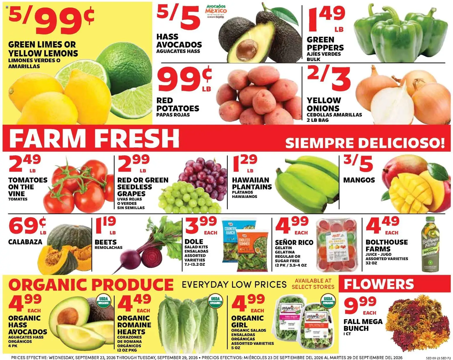 Sedano's Weekly Ad - valid from 09/23/2026 | Page: 2 | Products: Romaine, Juice, Salad, Bag