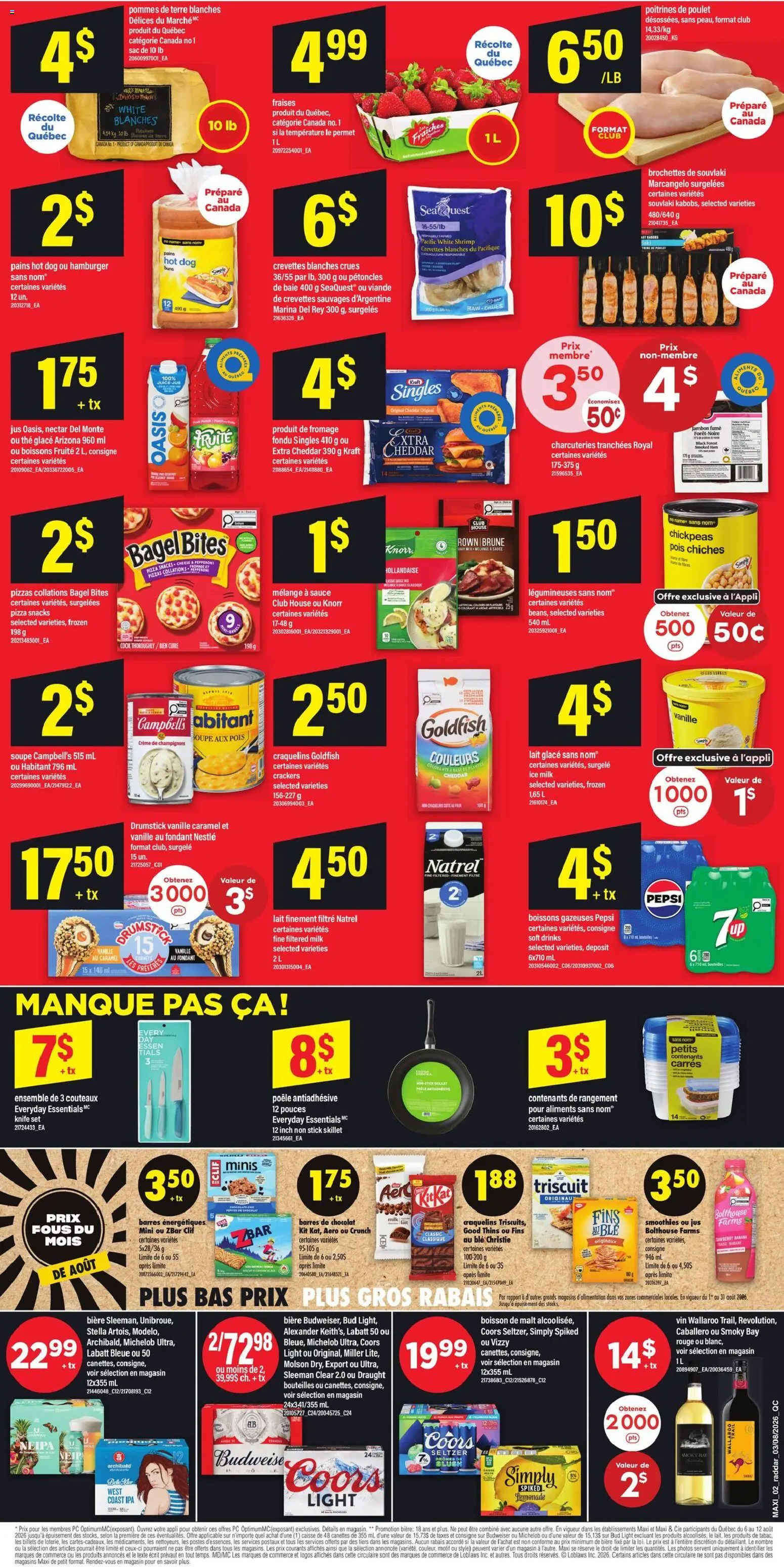 Maxi flyer valid from Aug 6, 2026 | Page: 2 | Products: Drumsticks, Crackers, Shrimp, Pizza