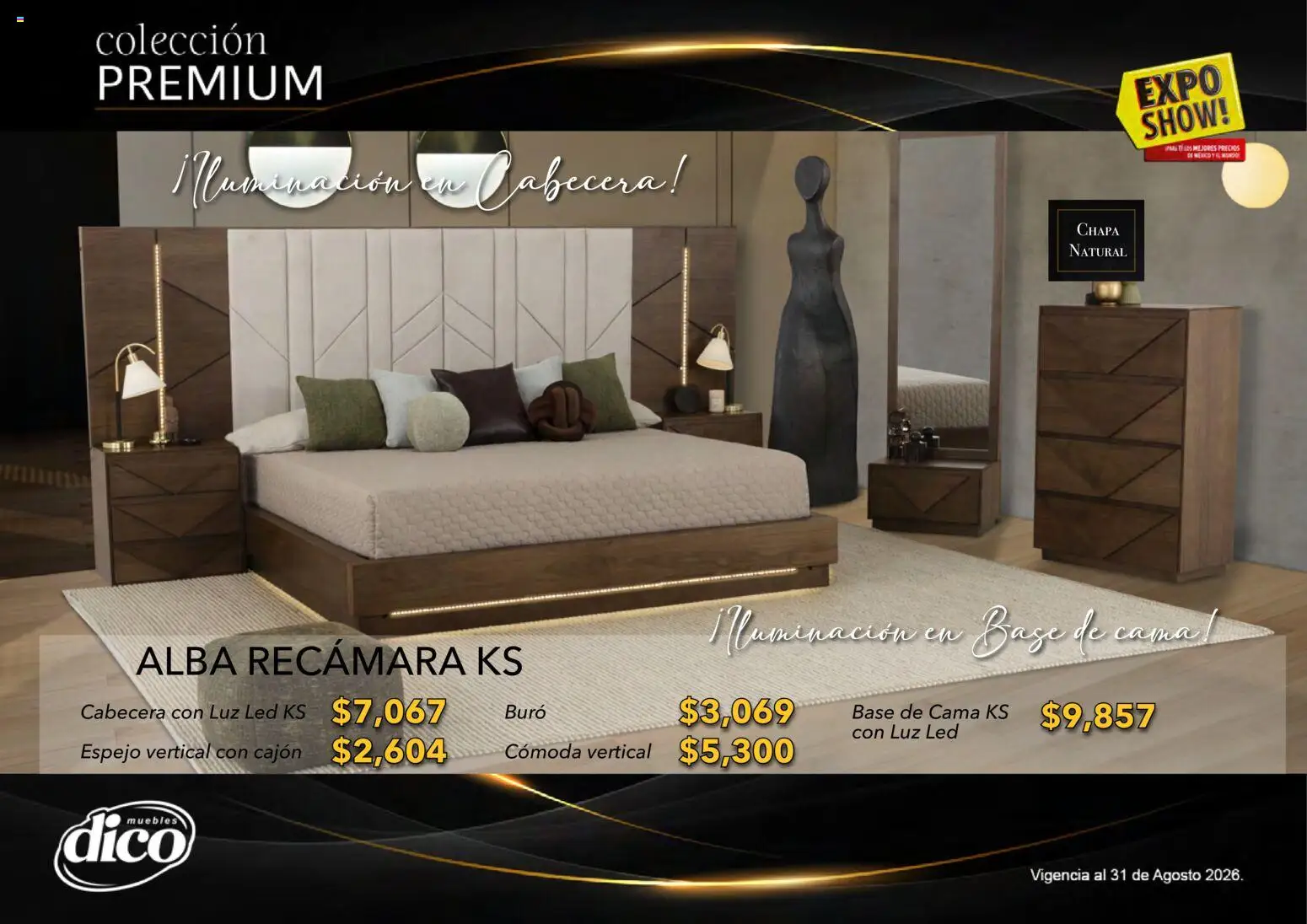 Nuevas ofertas de Muebles Dico válidas en toda la República Mexicana desde el 01/08/2026. ¡Encuentra las mejores ofertas en Muebles Dico catálogo Colección Premium! | Página: 11 | Productos: Cabecera, Chapa, Cama, Espejo