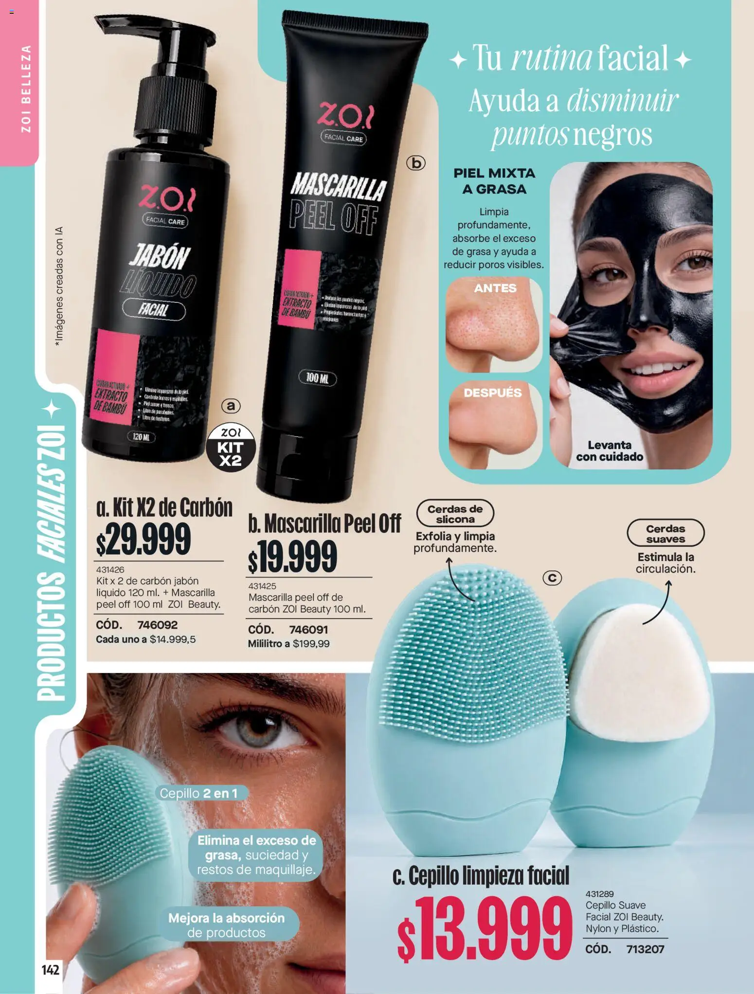 Carmel revista - valida desde el 01/10/2026 | Página: 142 | Productos: Jabón líquido, Mascarilla, Cepillo, Carbón