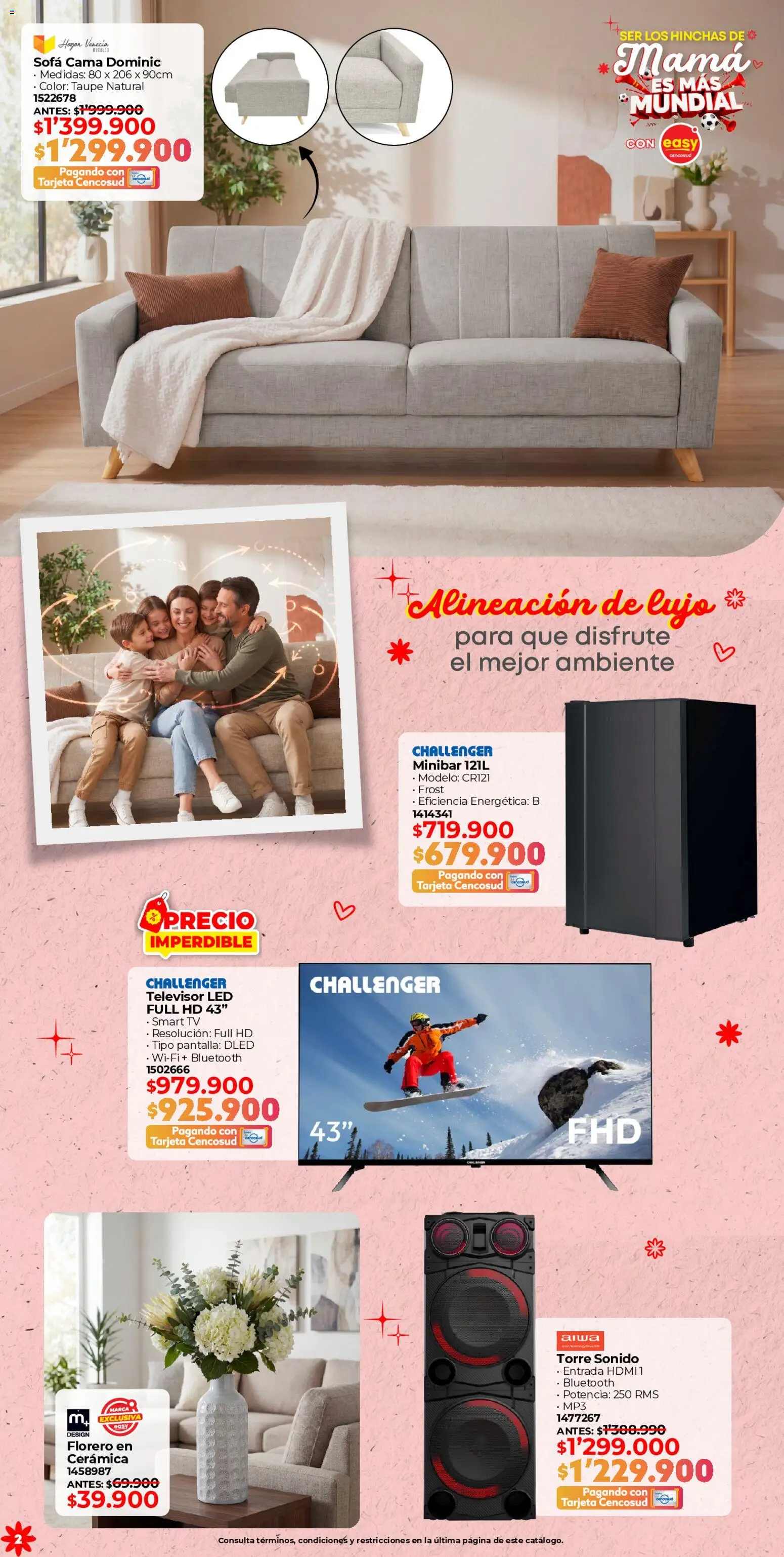 Easy revista - valida desde el 06.05.2026 | Página: 2 | Productos: Florero, Mp3, Cama, Minibar