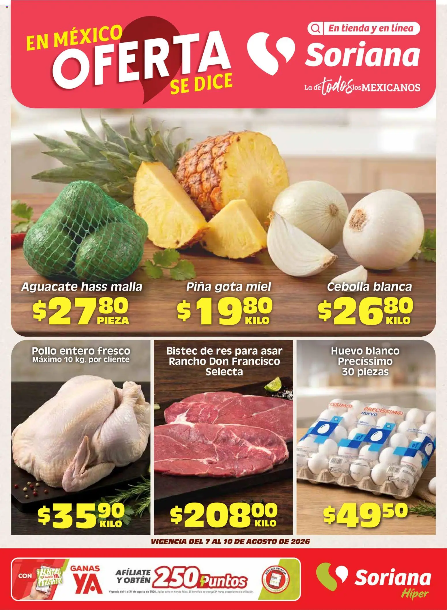 Nuevas ofertas de Soriana válidas en toda la República Mexicana desde el 07/08/2026. ¡Encuentra las mejores ofertas en Soriana Fin de Semana Híper: Saltillo y Torreón! | Página: 1 | Productos: Aguacate, Res, Piña, Miel
