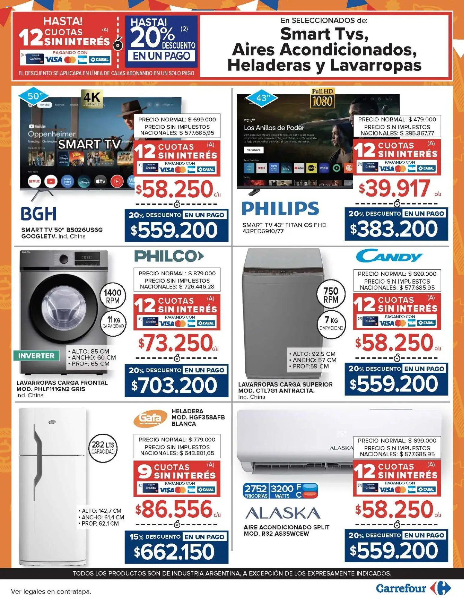 Carrefour ofertas │ válido desde el 23/06/2026 | Página: 28 | Productos: Aire acondicionado, Lavarropas, Heladera