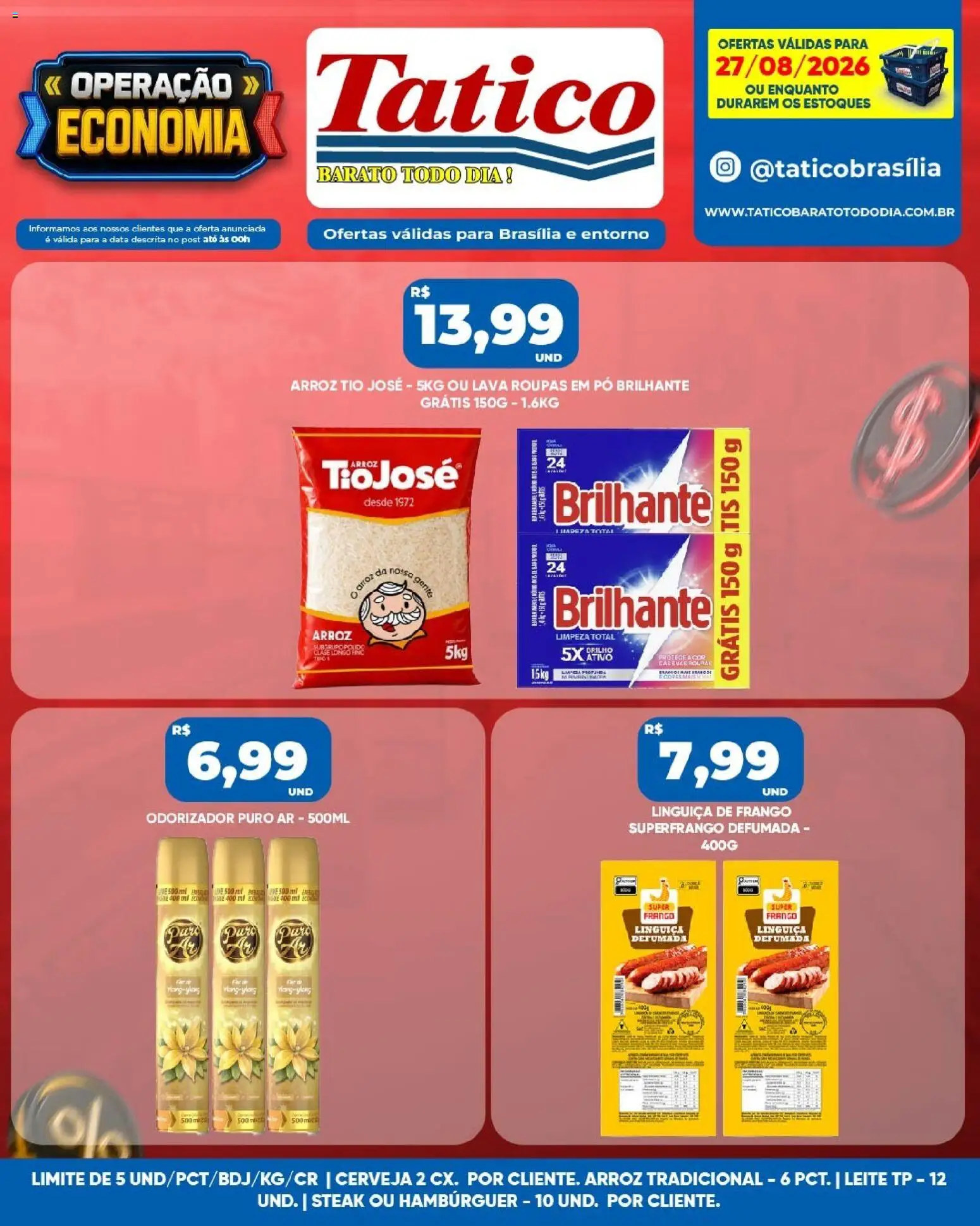 Tatico Folheto - válido de 27/08/2026 | Página: 7 | Produtos: Steak, Cerveja, Roupas, Frango