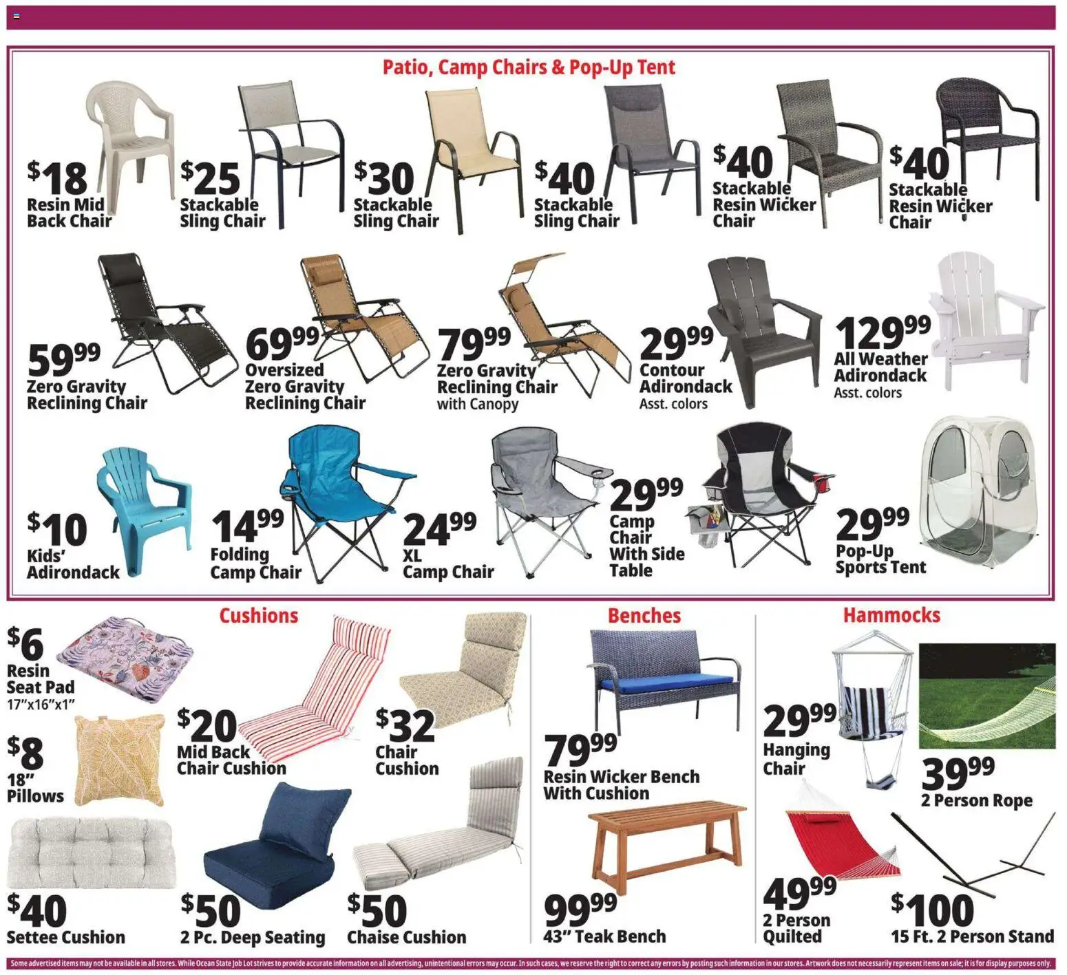 Ocean State Job Lot Weekly Ad - valid from 30.04.2026 | Page: 9 | Products: Table, Chair, Tent, Cushion