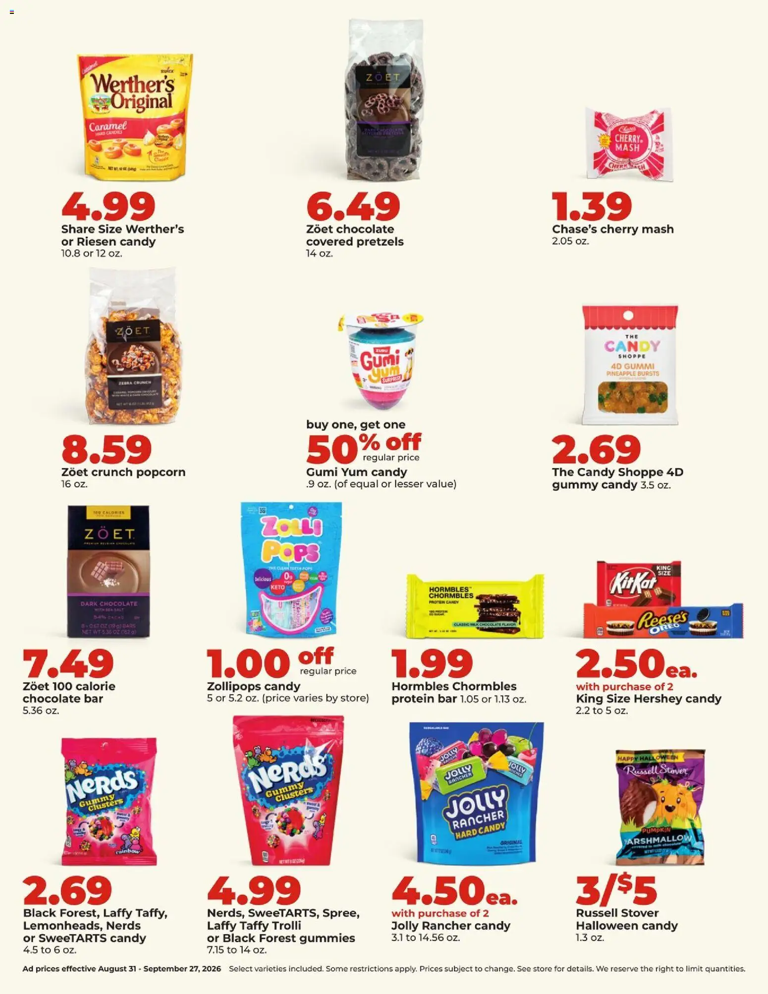 HyVee Monthly Ad - valid from 08/31/2026 | Page: 16 | Products: Popcorn, Candies, Oreo, Protein bar