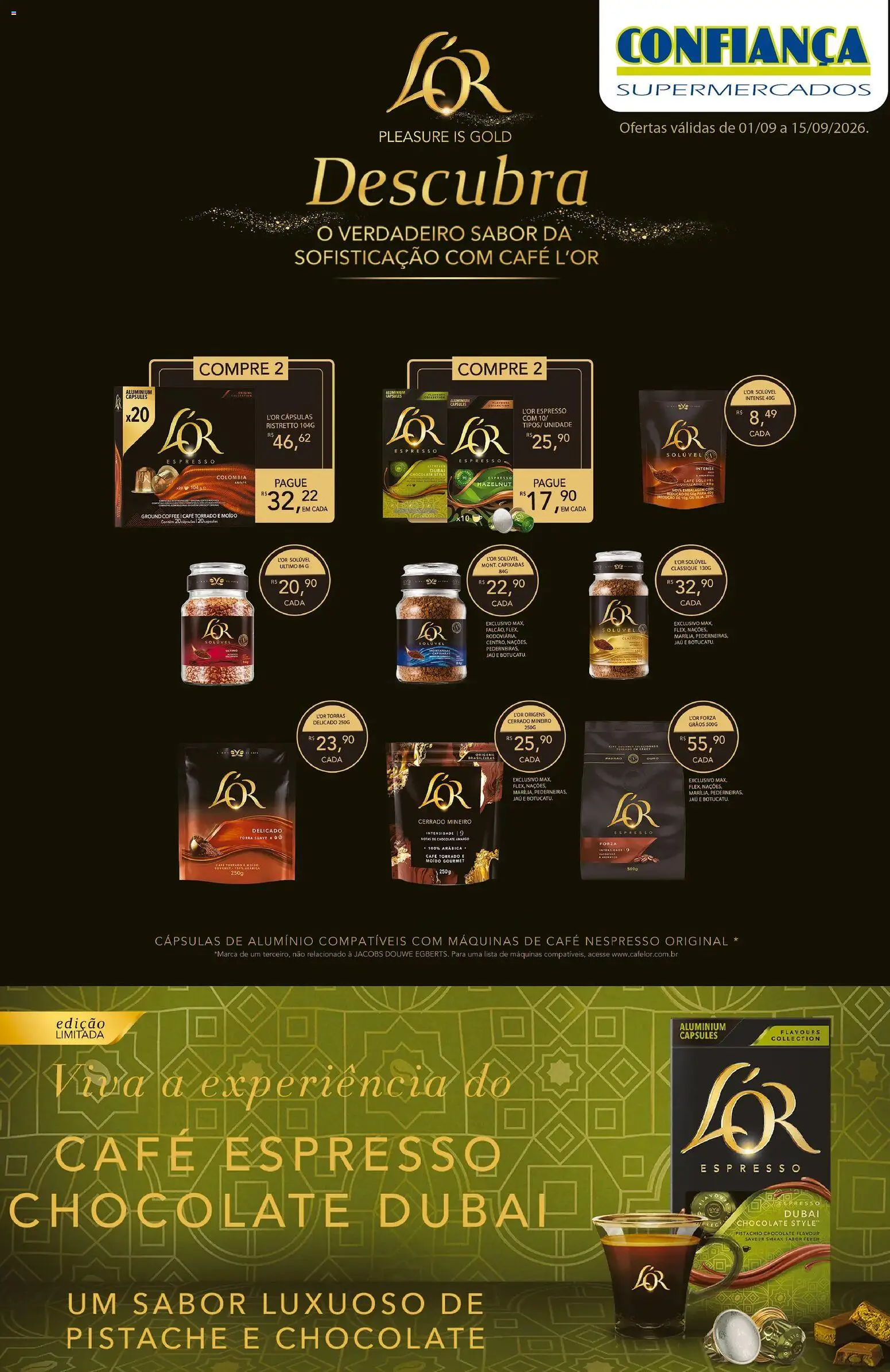 Confiança Folheto - válido de 01/09/2026 | Página: 1 | Produtos: Pistache, Cápsulas, Café, Chocolate