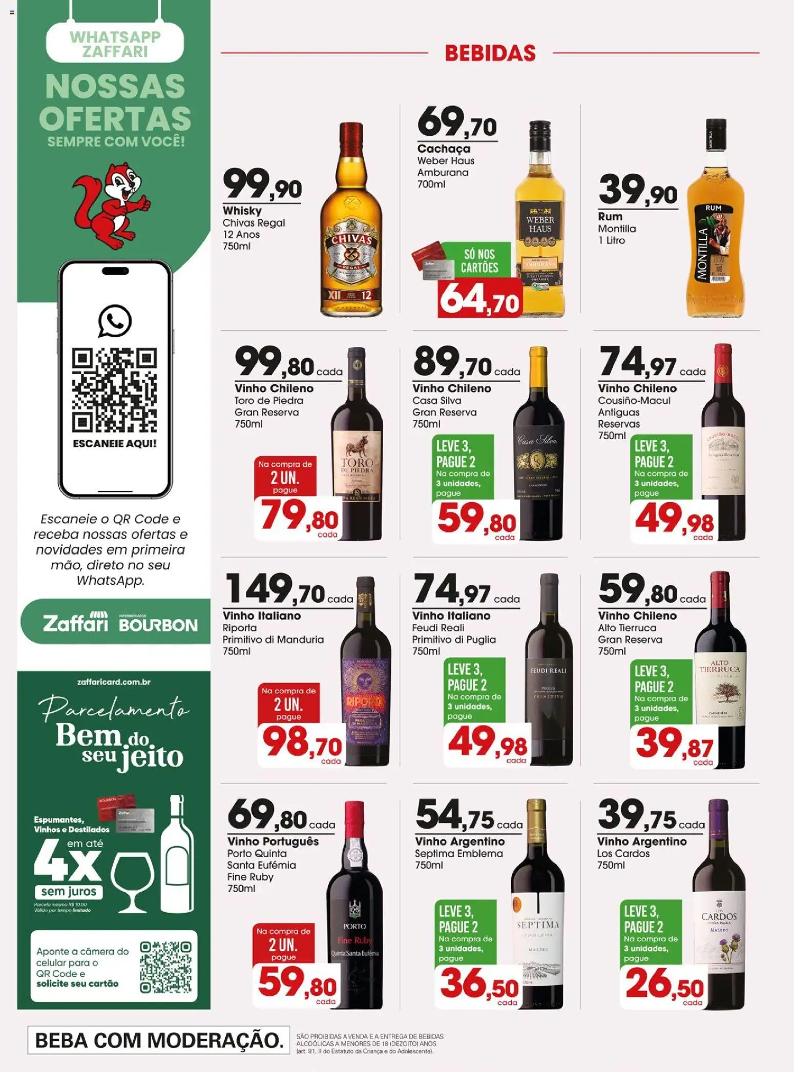 Zaffari Folheto - válido de 30/06/2026 | Página: 12 | Produtos: Cachaça, Whisky, Bourbon, Câmera
