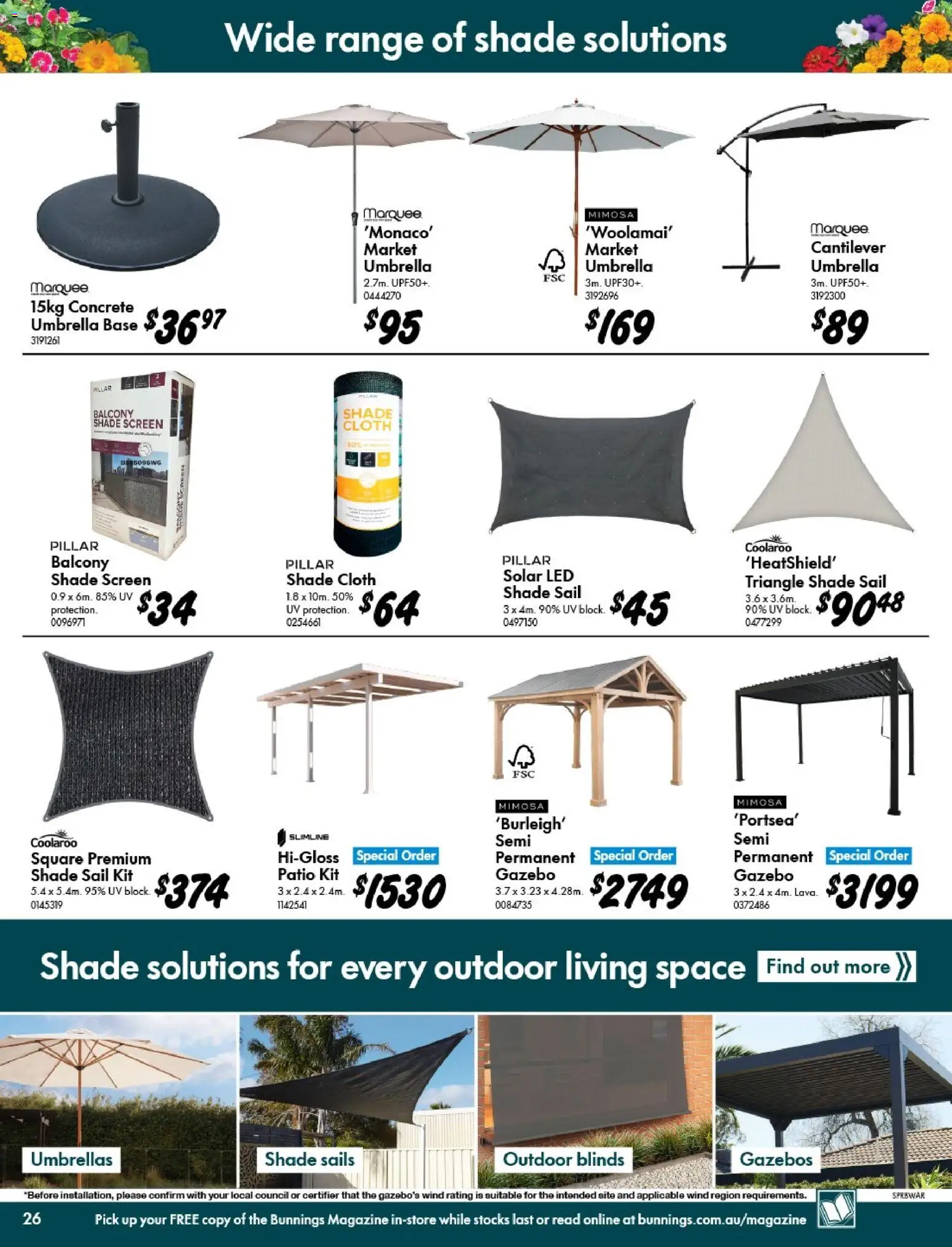 Bunnings Warehouse catalogue - valid from 09/09/2026 | Page: 26 | Products: Cloth, Gazebo, Magazine, Umbrella