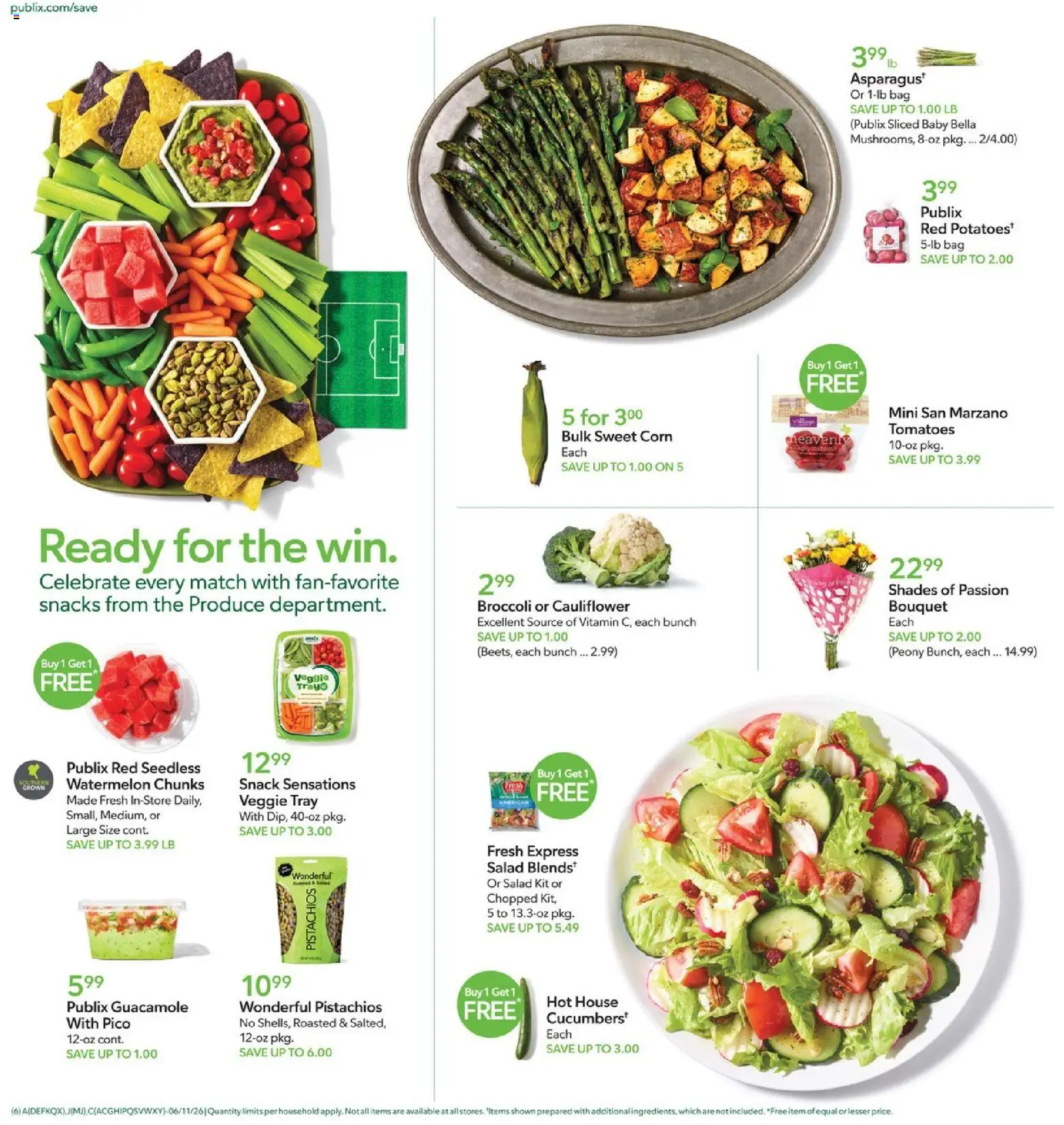 Publix Weekly Ad - valid from 10.06.2026 | Page: 6 | Products: Corn, Tomatoes, Potatoes, Cauliflower