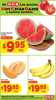 Vista previa de H-E-B folleto Fruta y venduras, nuevo folleto de la tienda, válido en México a partir del 25/08/2026