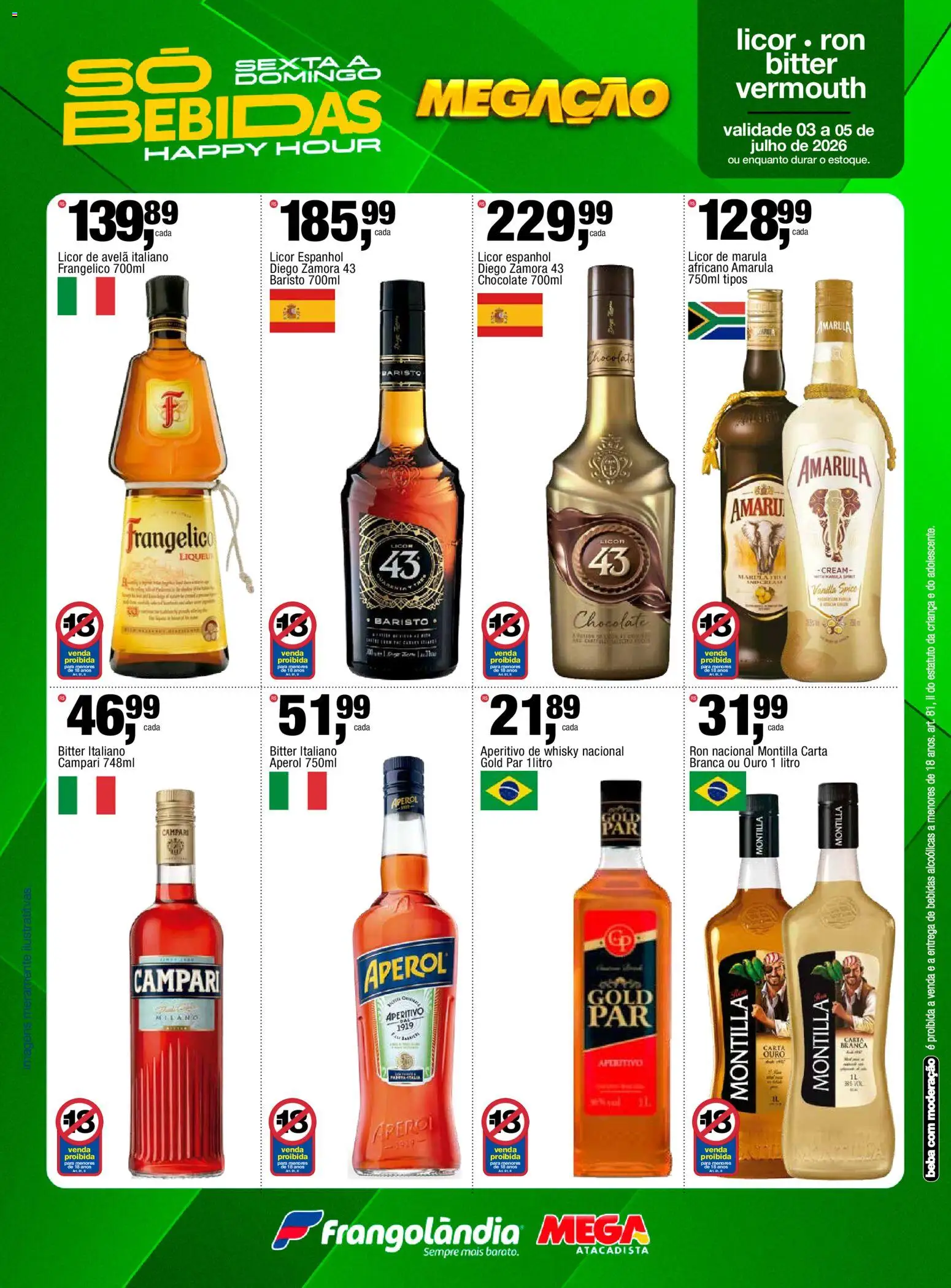 Frangolândia Folheto - válido de 03/07/2026 | Página: 6 | Produtos: Whisky, Licor, Chocolate, Campari