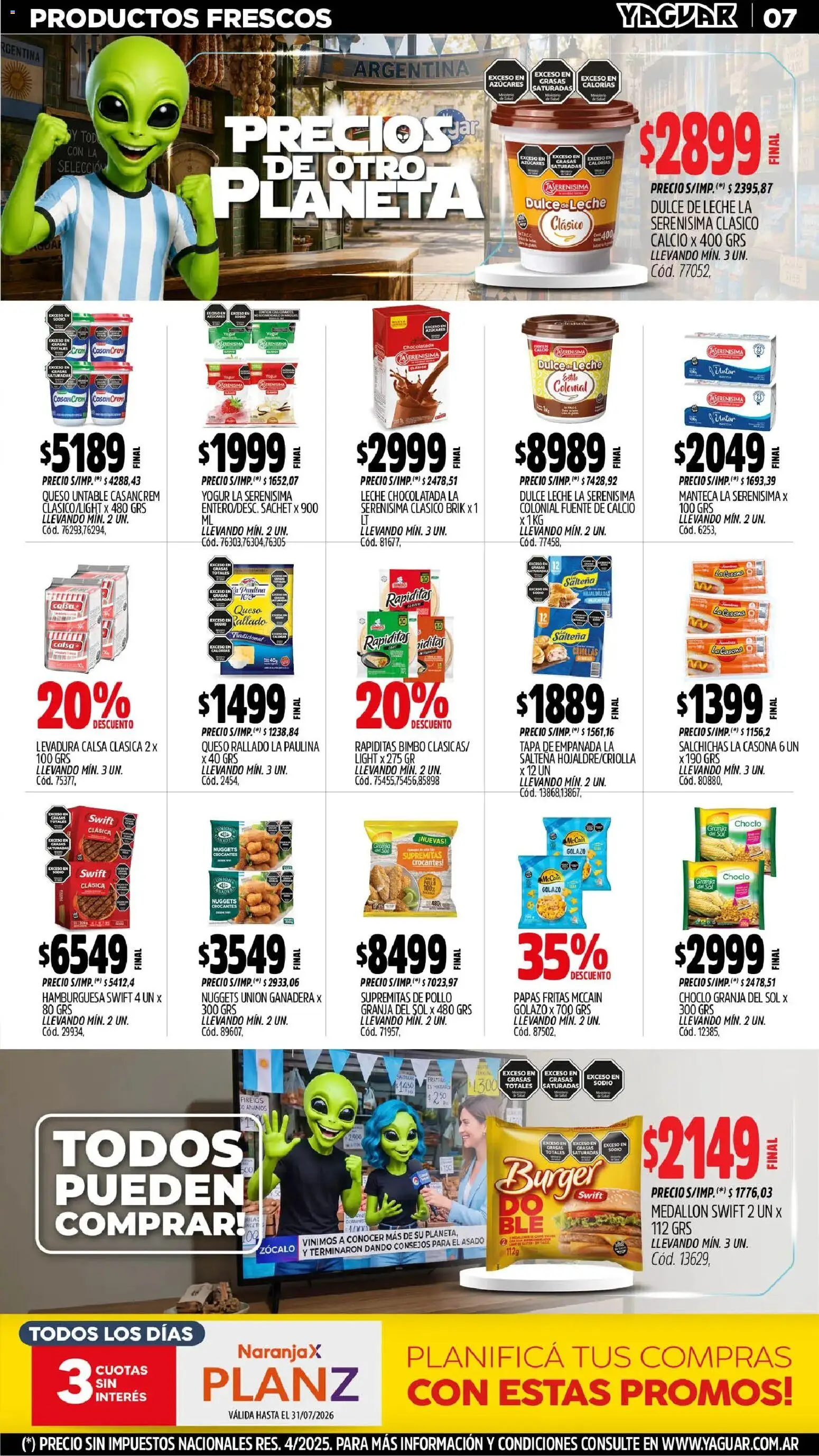 Yaguar - Oferta Semanal General Roca │ válido desde el 29/06/2026 | Página: 9 | Productos: Pollo, Dulce de leche, Manteca, Queso