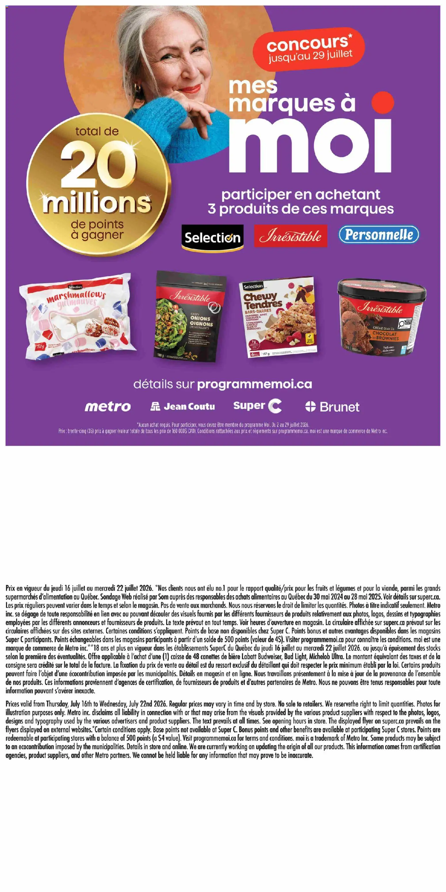 Super C flyer valid from Jul 16, 2026 | Page: 16 | Products: White chocolate, Brownies, Legumes, Chocolate