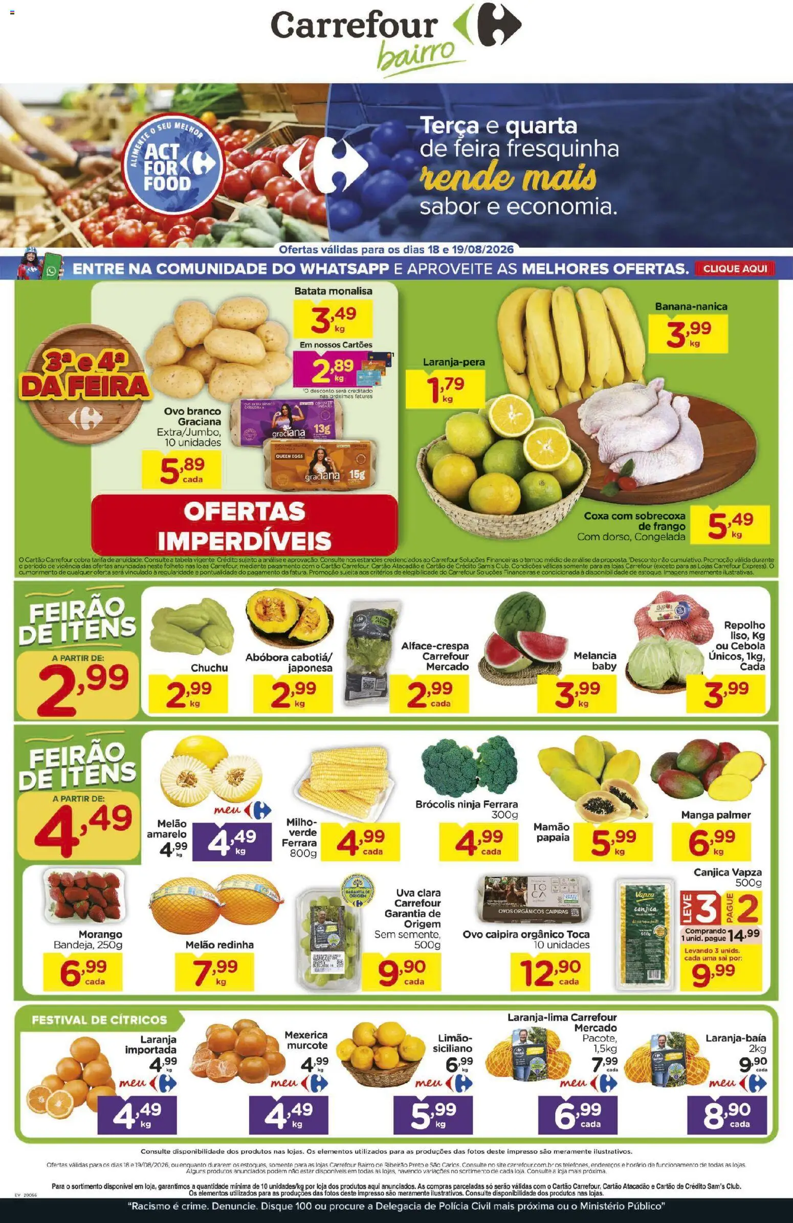 Carrefour Bairro Folheto - válido de 18/08/2026 | Página: 1 | Produtos: Cebola, Uva, Batata, Frango