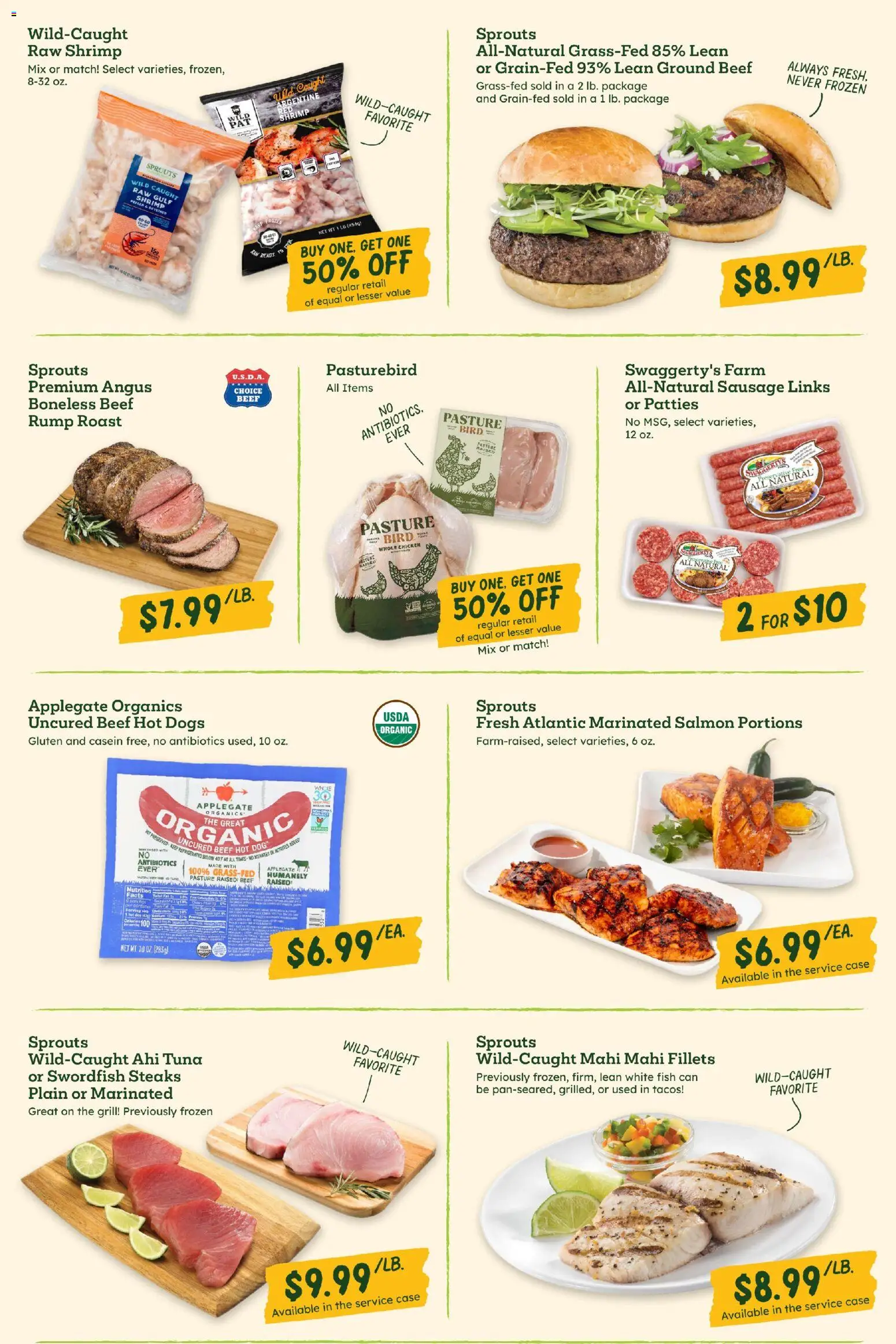 Sprouts Weekly Ad - valid from 08/12/2026 | Page: 3 | Products: Sausage, Hot Dogs, Salmon, Grill