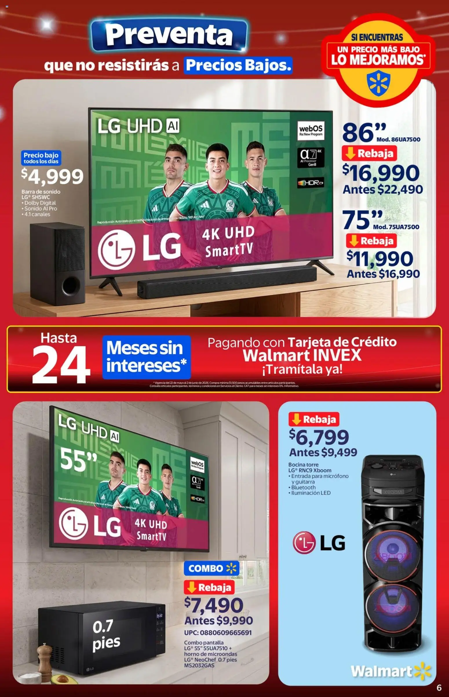Nuevas ofertas de Walmart válidas en toda la República Mexicana desde el 22.05.2026. ¡Encuentra las mejores ofertas en Walmart folleto Preventa gue no resistirás a precios bajos! | Página: 6