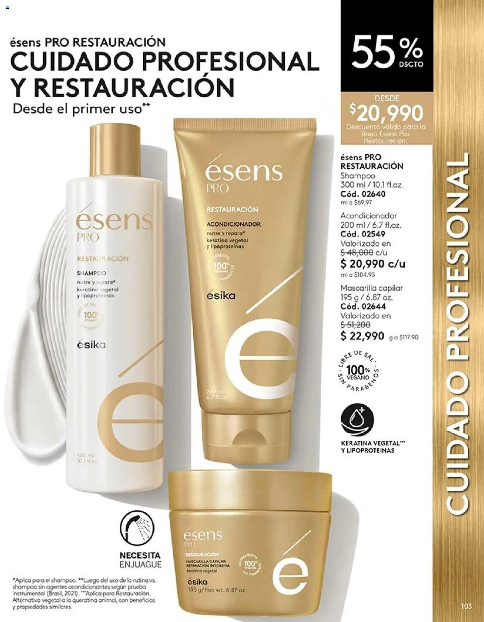 Ésika revista - valida desde el 07/08/2026 | Página: 103 | Productos: Shampoo, Mascarilla, Acondicionador