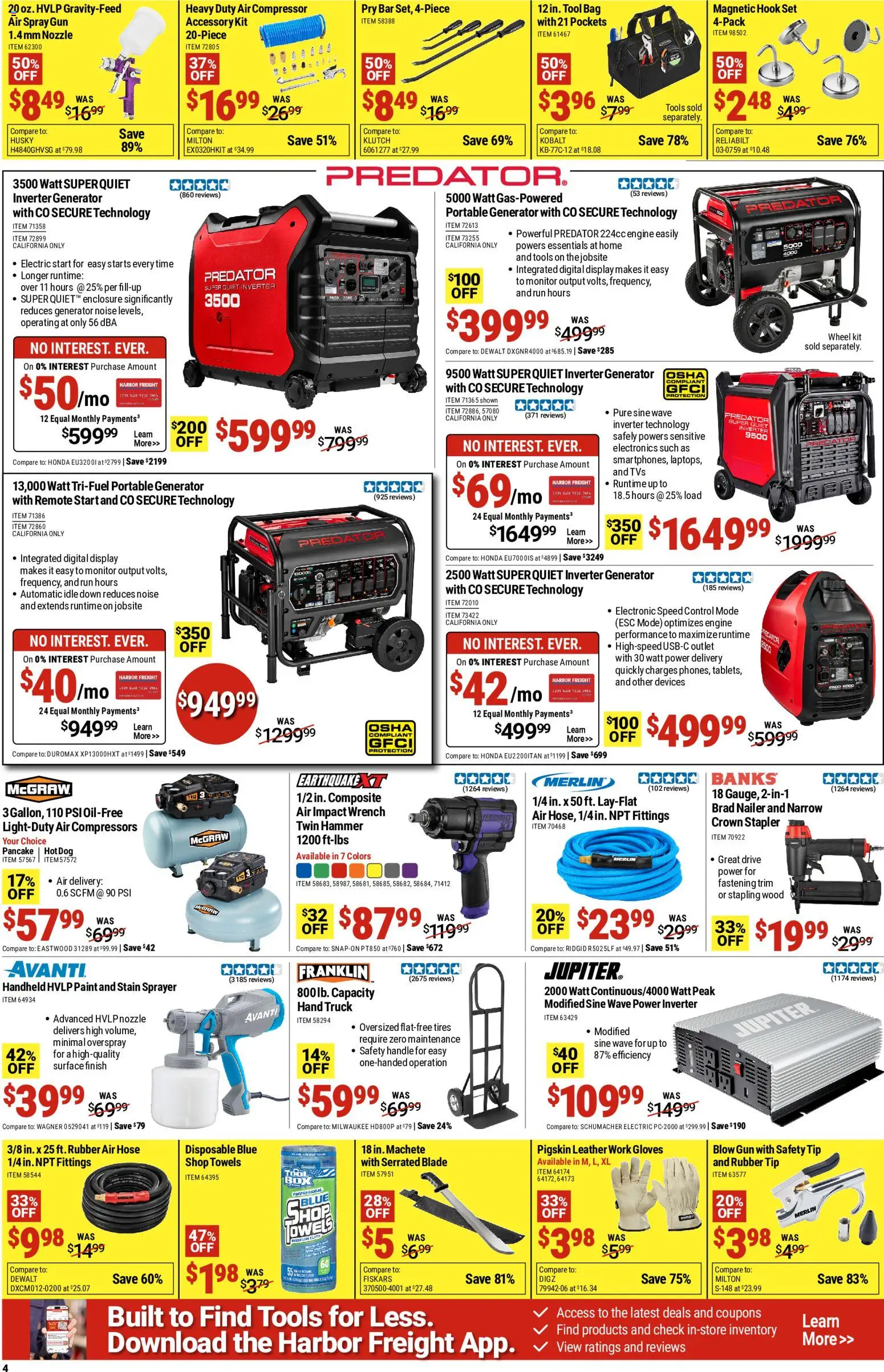 Harbor Freight Parking Lot Sale - valid from 08/10/2026 | Page: 4 | Products: Hammer, Stapler, Air compressor, Remote Start