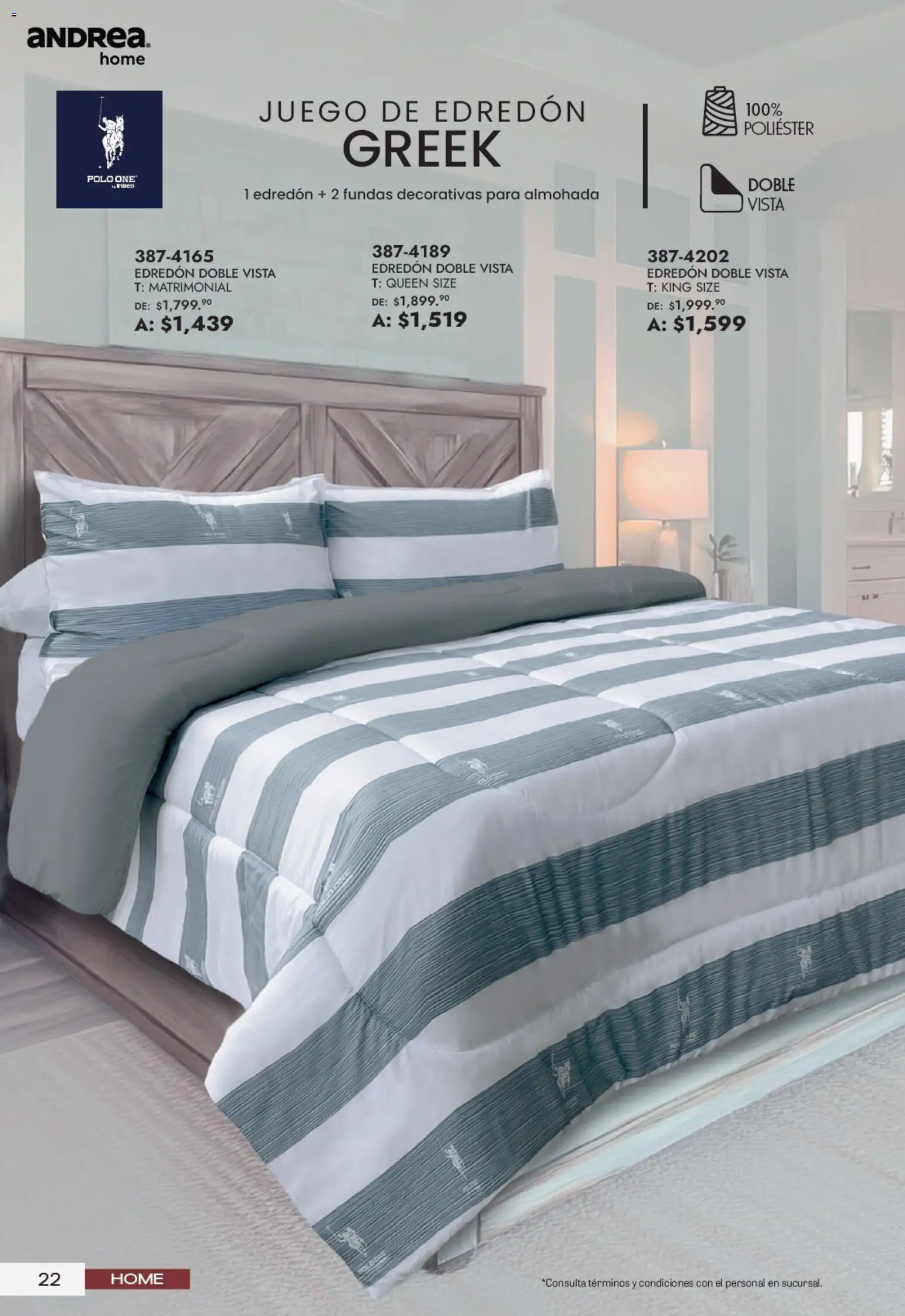 Nuevas ofertas de Andrea válidas en toda la República Mexicana desde el 21/06/2026. ¡Encuentra las mejores ofertas en Andrea catálogo Lo mejor para tu hogar! | Página: 22 | Productos: Juego, Almohada