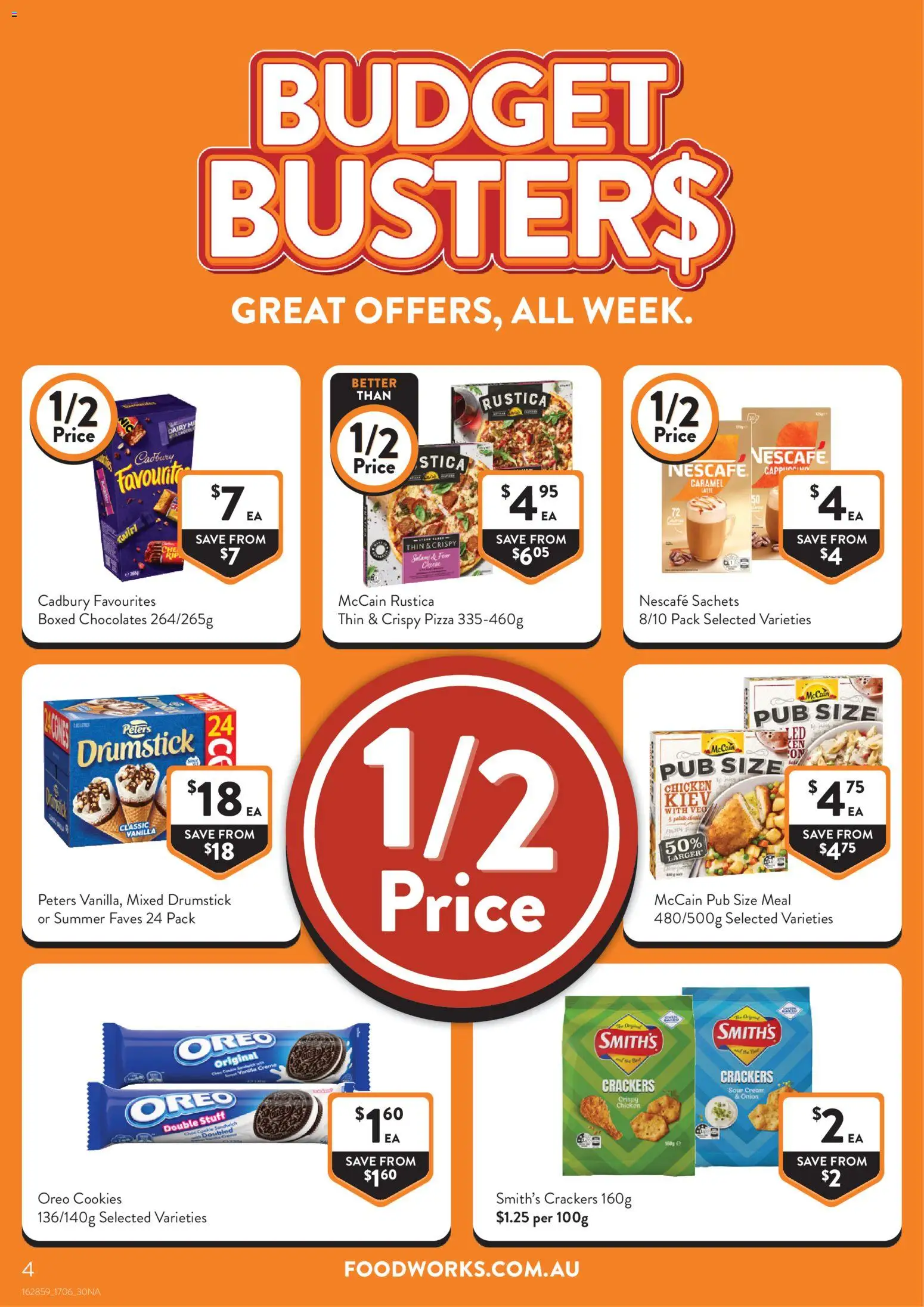 Foodworks catalogue - valid from 17.06.2026 | Page: 4 | Products: Crackers, Chicken, Sour cream, Cream
