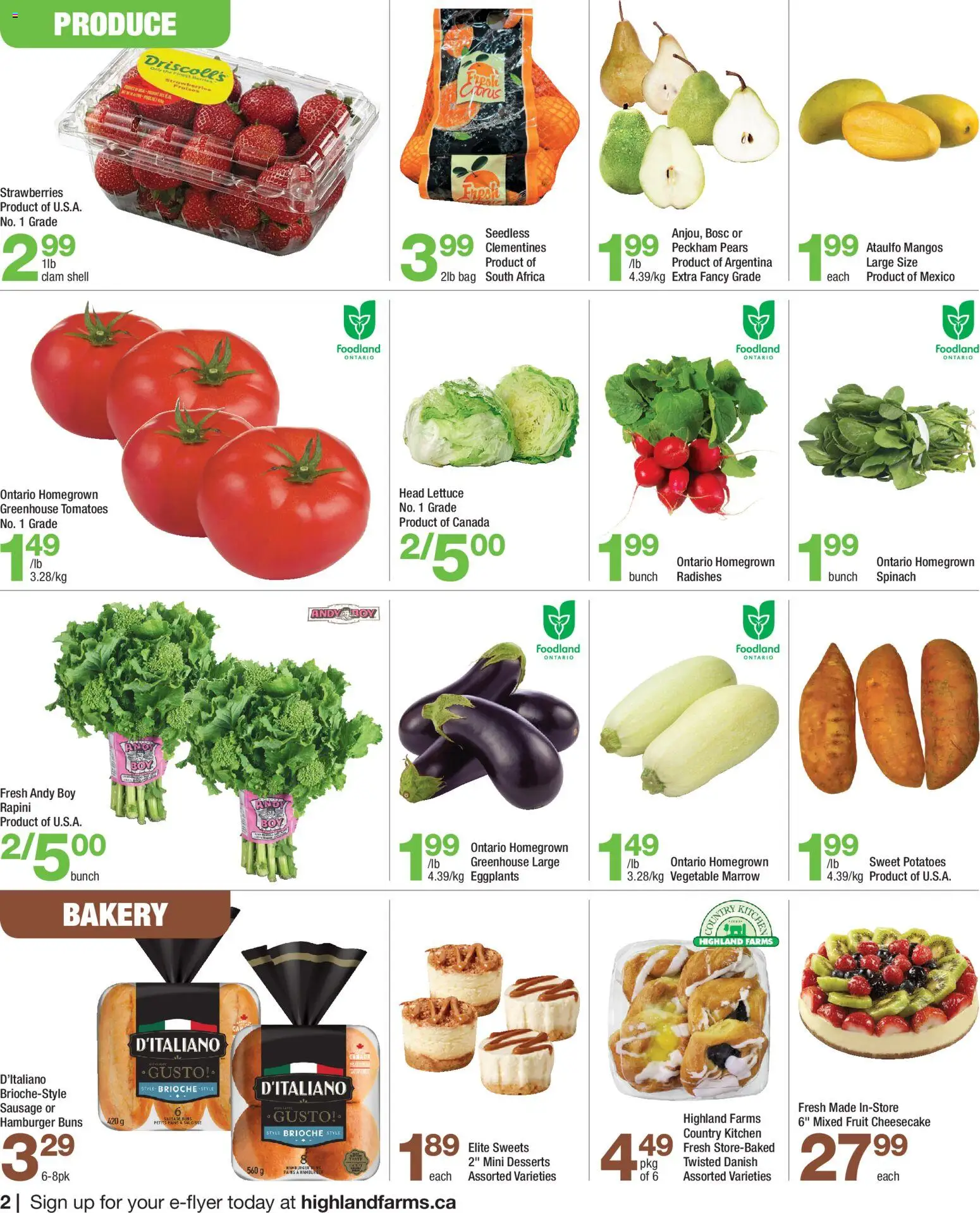Highland Farms flyer valid from Jul 2, 2026 | Page: 2 | Products: Strawberries, Potatoes, Bag, Tomatoes