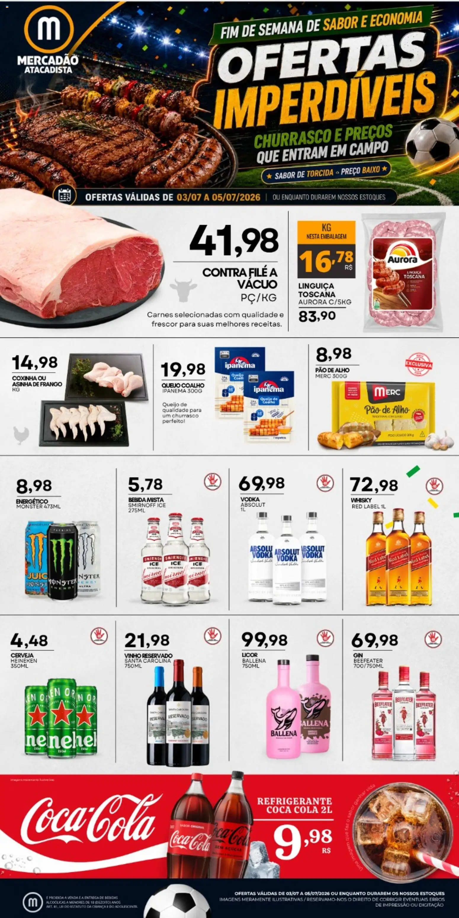 Mercadão Atacadista Folheto - válido de 03/07/2026 | Página: 1 | Produtos: Energético, Queijo, Vinho, Monster