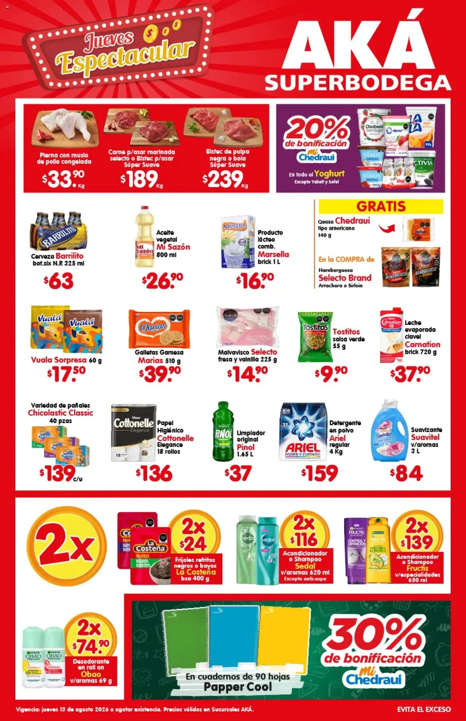 Nuevas ofertas de Arteli válidas en toda la República Mexicana desde el 13/08/2026. ¡Encuentra las mejores ofertas en Arteli folleto Aká Superbodegas! | Página: 1 | Productos: Detergente, Galletas, Pañales, Acondicionador