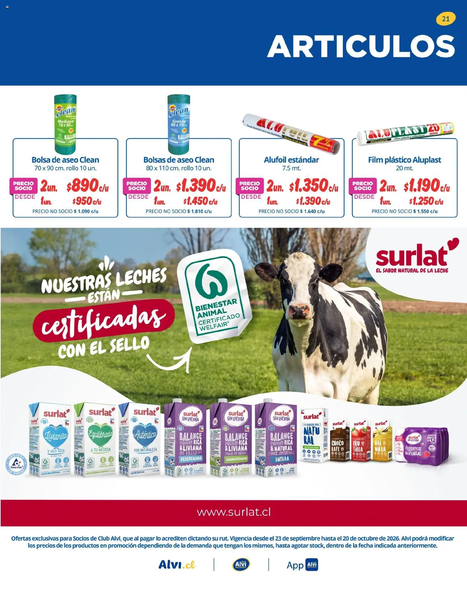 Alvi Ofertas │ válido desde el 21.09.2026 | Página: 22 | Productos: Bolsa, Leche entera, Probióticos, Leche